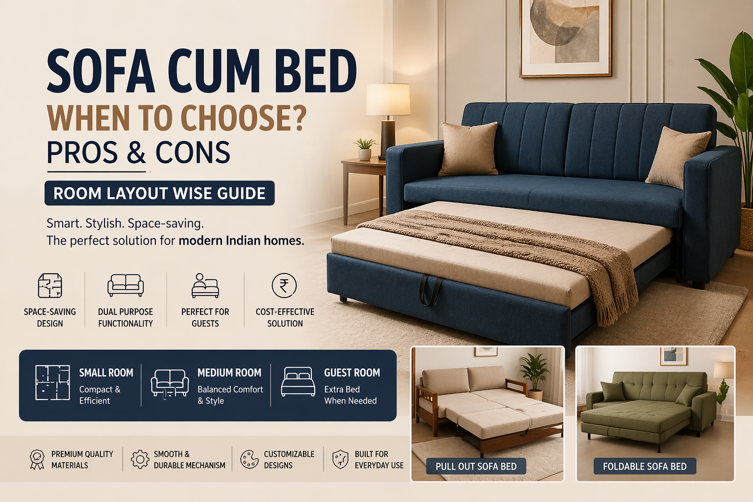 🛋️ Sofa Cum Bed: When to Choose, Pros & Cons (Room Layout Guide 2026)