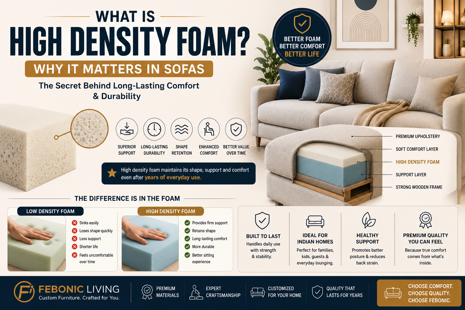 🛋️ What Is High Density Foam? Why It Matters in Sofas (2026 Guide)