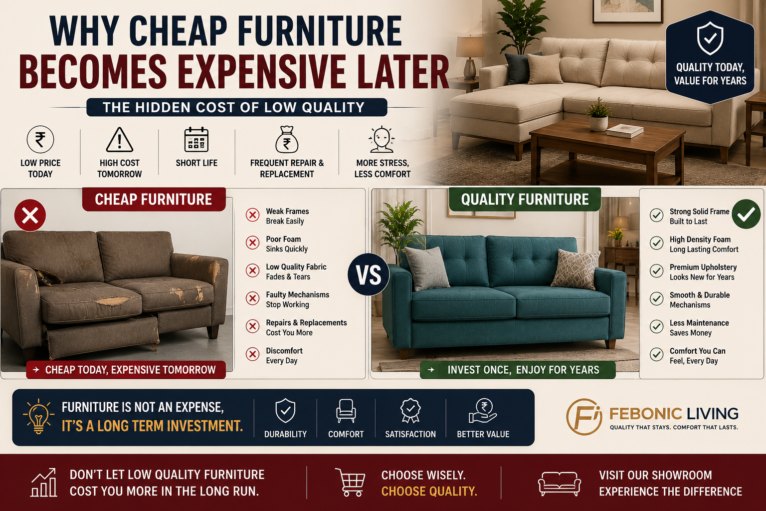 🛋️ Why Cheap Furniture Becomes Expensive Later – The Hidden Cost of Low Quality (2026 Guide)