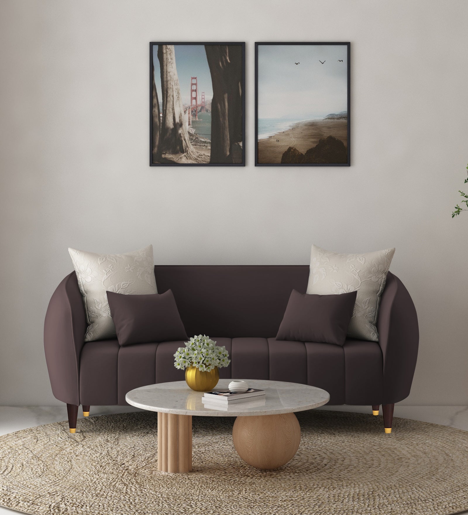 Hairo Velvet 2 Seater Sofa In Mocha Brown Colour - Febonic Living