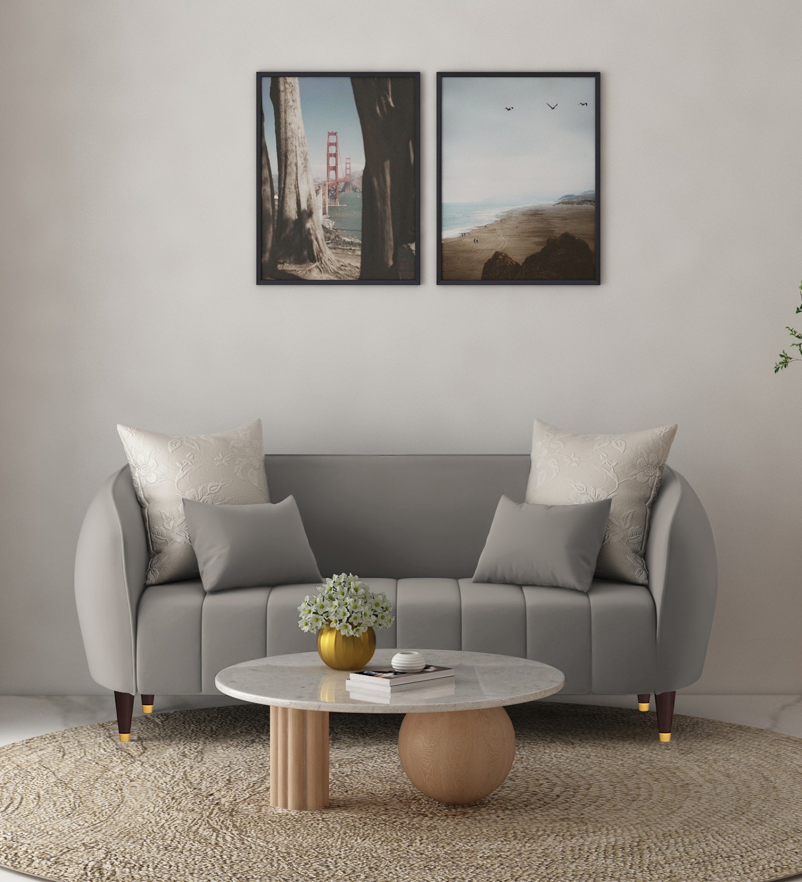 Hairo Velvet 2 Seater Sofa In Echo Grey Colour - Febonic Living