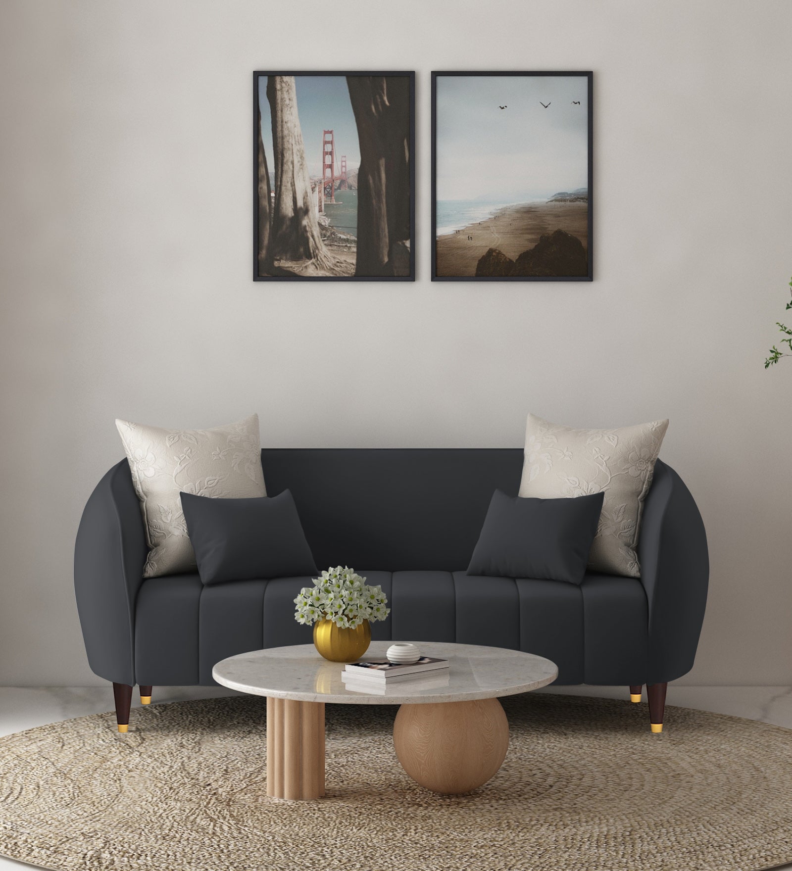 Hairo Velvet 2 Seater Sofa In Davy Grey Colour - Febonic Living