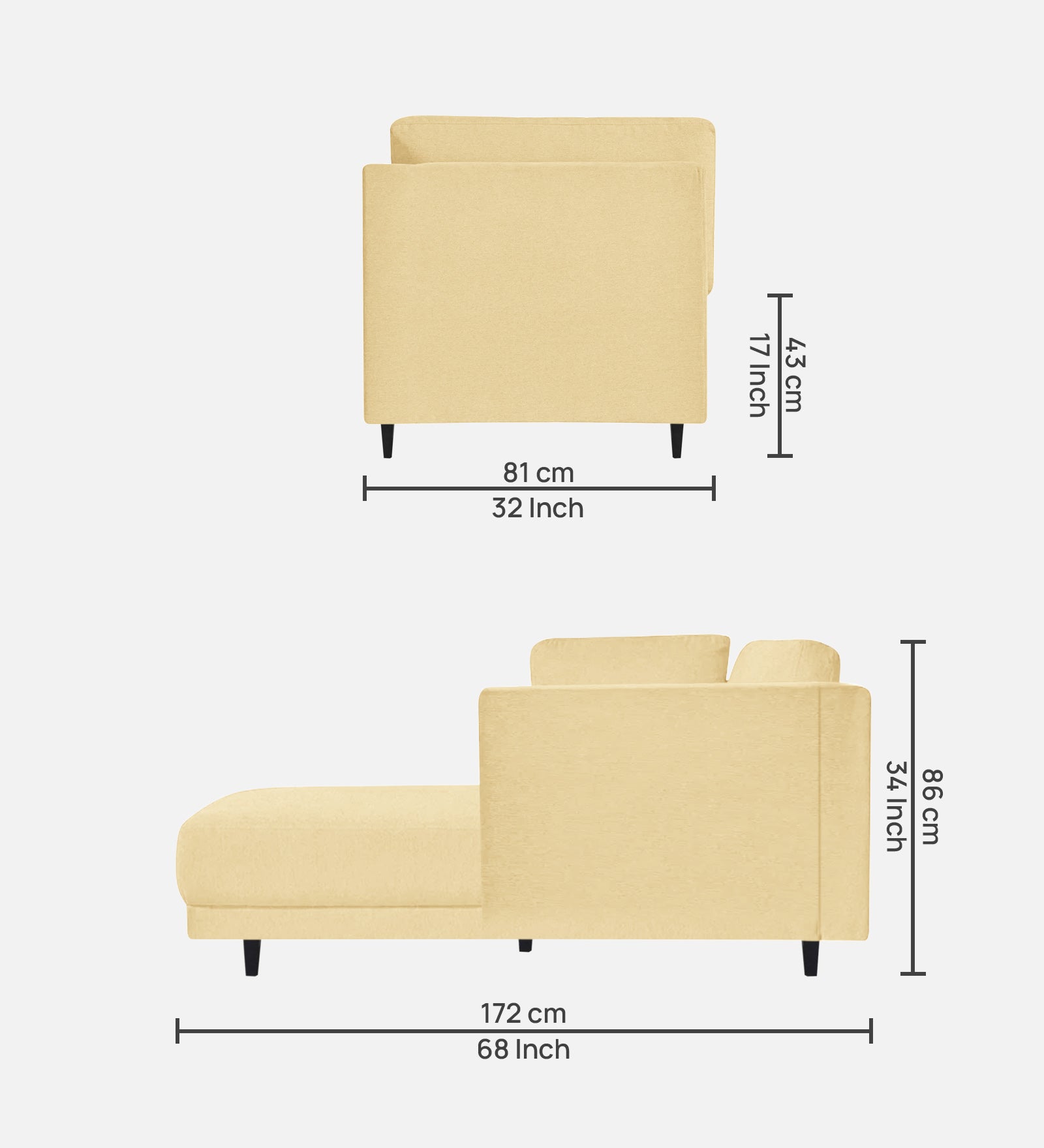 Jonze Velvet LHS Chaise Lounger In Sandy Beige Colour - Febonic Living
