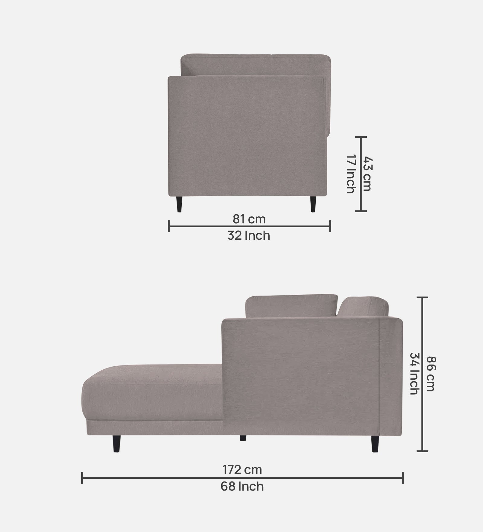 Jonze Velvet LHS Chaise Lounger In Pearl Grey Colour - Febonic Living