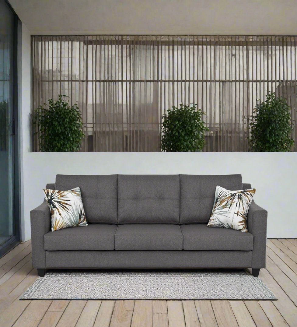 Welly Fabric 3 Seater Sofa In Sudo Grey Colour - Febonic Living
