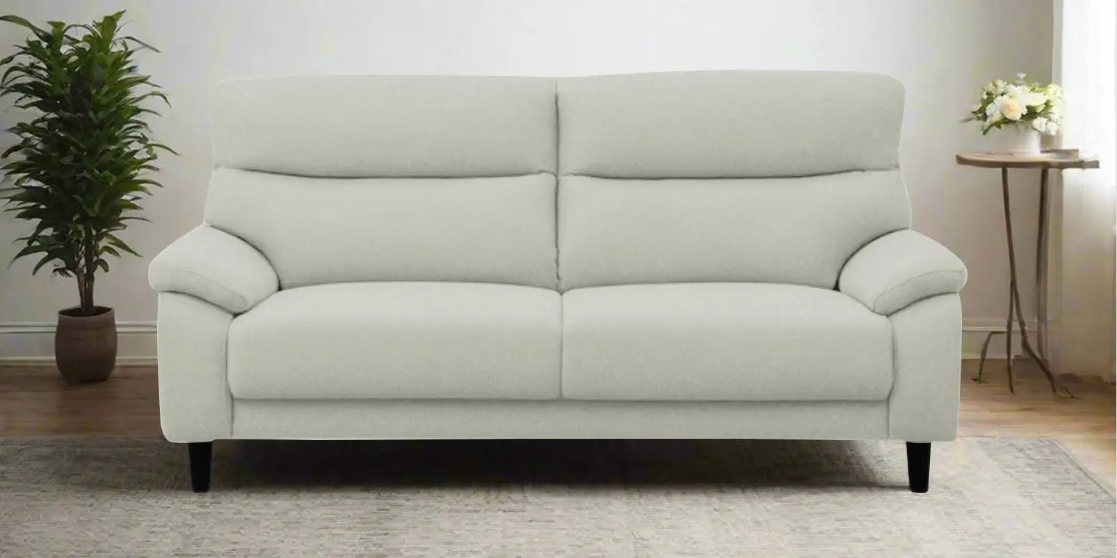 Zibby Fabric 2 Seater Sofa In Pearl White Colour Febonic Living