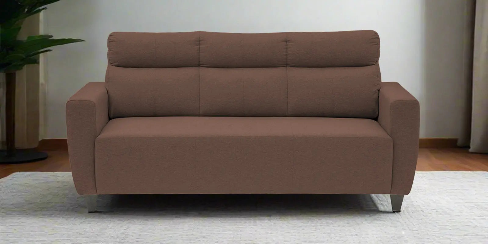 Burban Fabric 3 Seater Sofa In Latte Brown Colour Febonic Living
