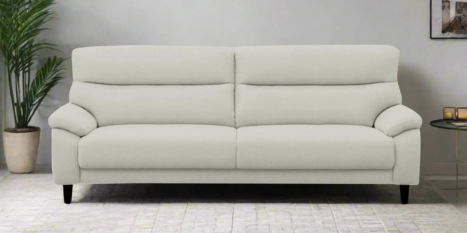Zibby Fabric 3 Seater Sofa In Pearl White Colour Febonic Living