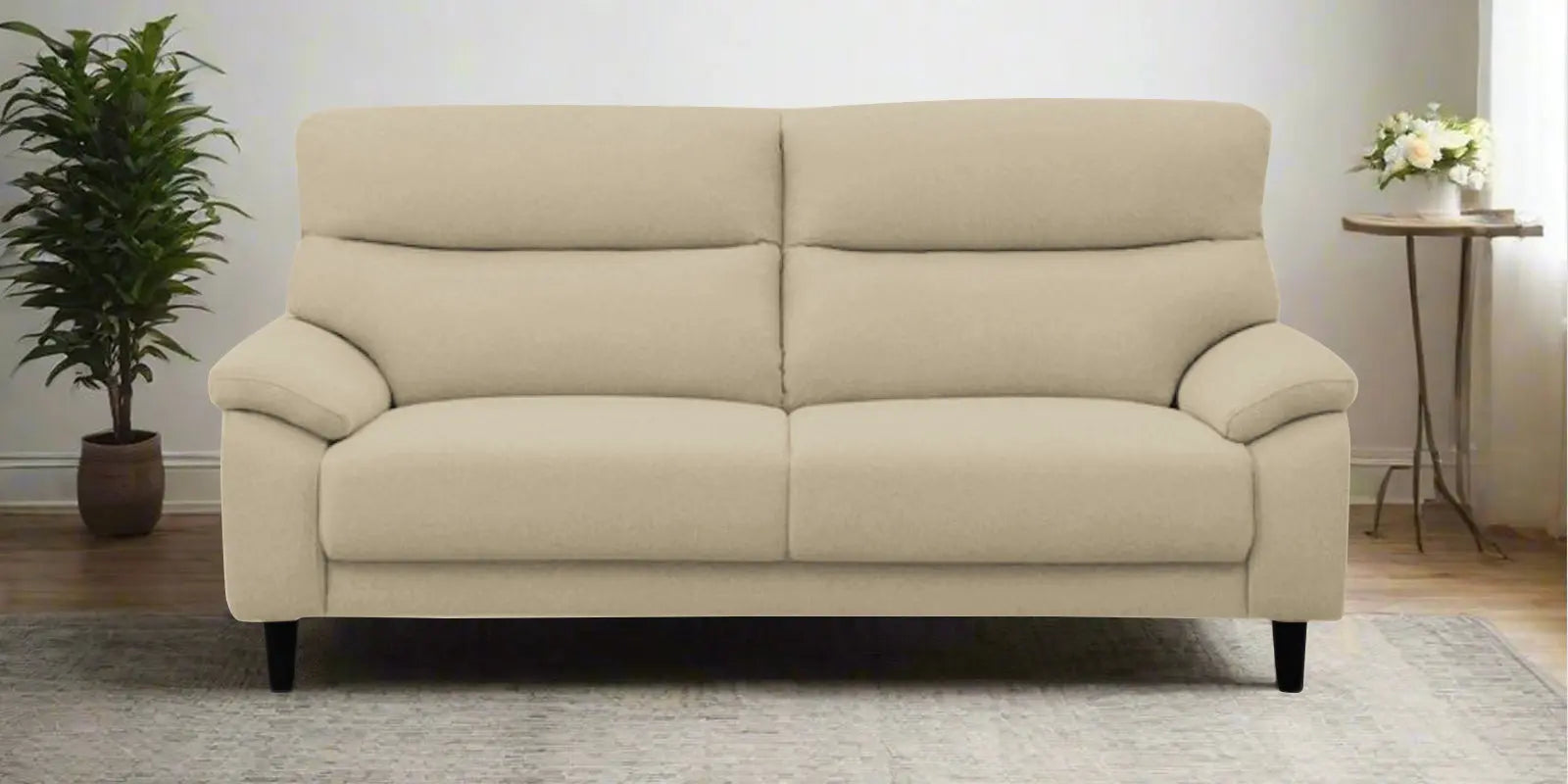 Zibby Fabric 2 Seater Sofa In Cotton Beige Colour Febonic Living