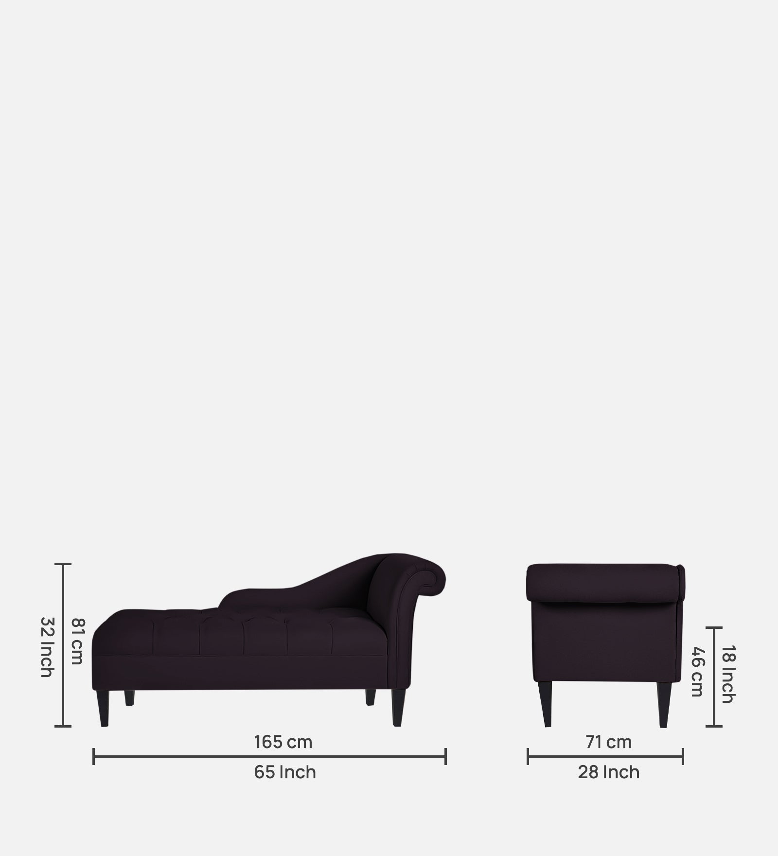 Adria Fabric LHS Chaise Lounger In Cara Brown Colour - Febonic Living