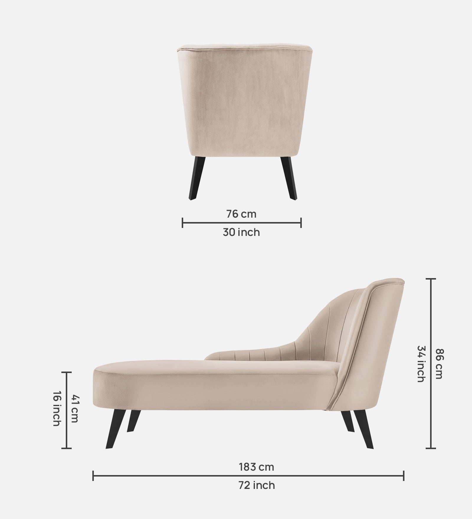 Flora Velvet LHS Chaise Lounger In Camel Beige Colour - Febonic Living