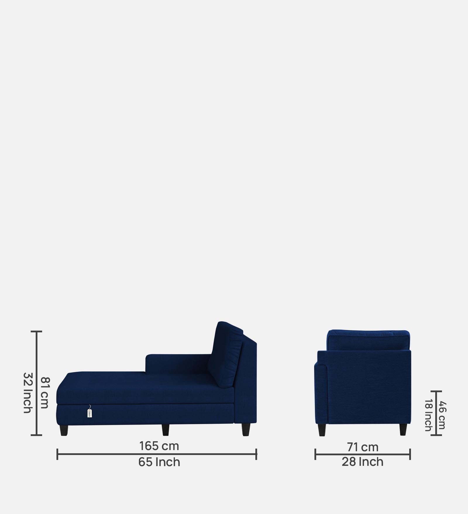 Royee Fabric LHS Chaise Lounger In Royal Blue Colour With Storage - Febonic Living
