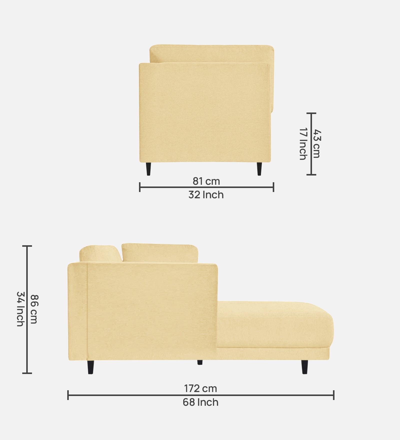 Jonze Velvet RHS Chaise Lounger In Sandy Beige Colour - Febonic Living