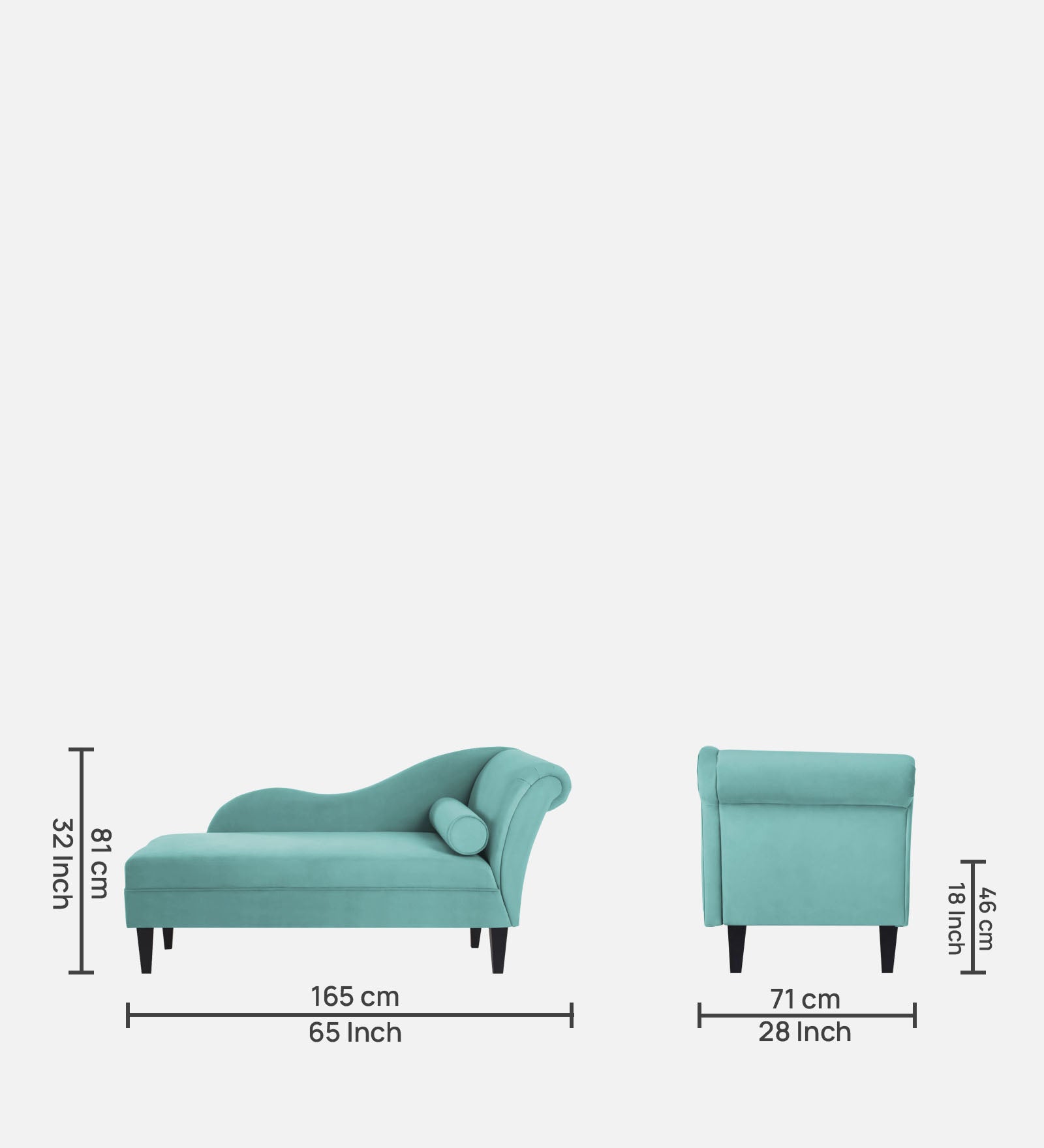 Rana Velvet LHS Chaise Lounger In Barmunda Aqua Colour - Febonic Living