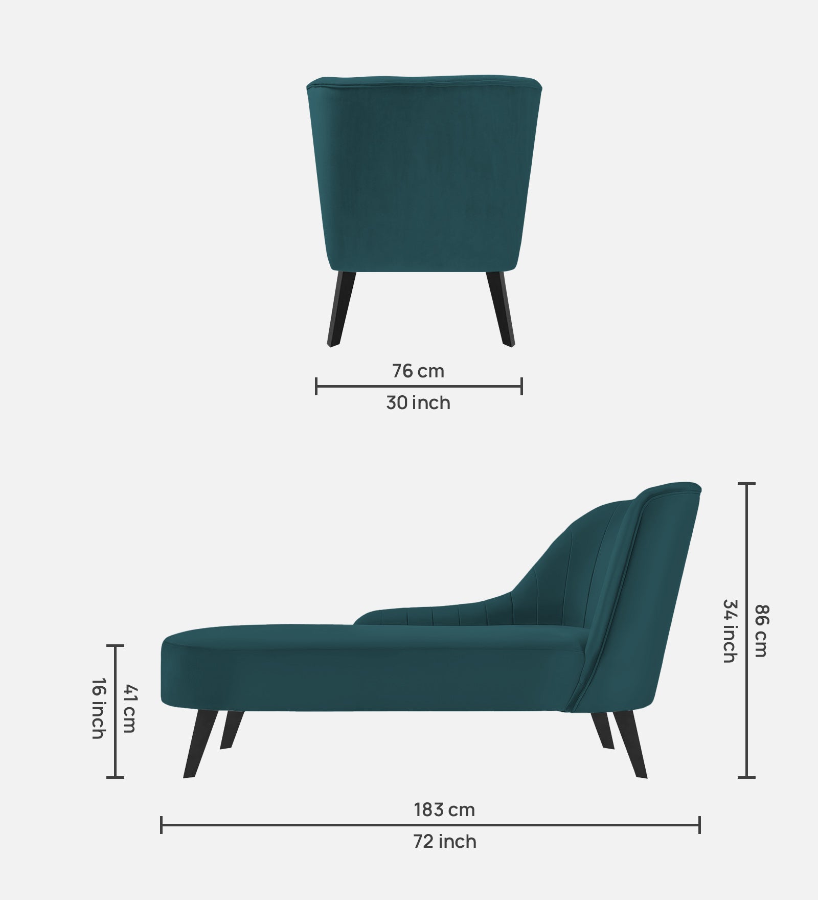 Flora Velvet LHS Chaise Lounger In Arabian Green Colour - Febonic Living
