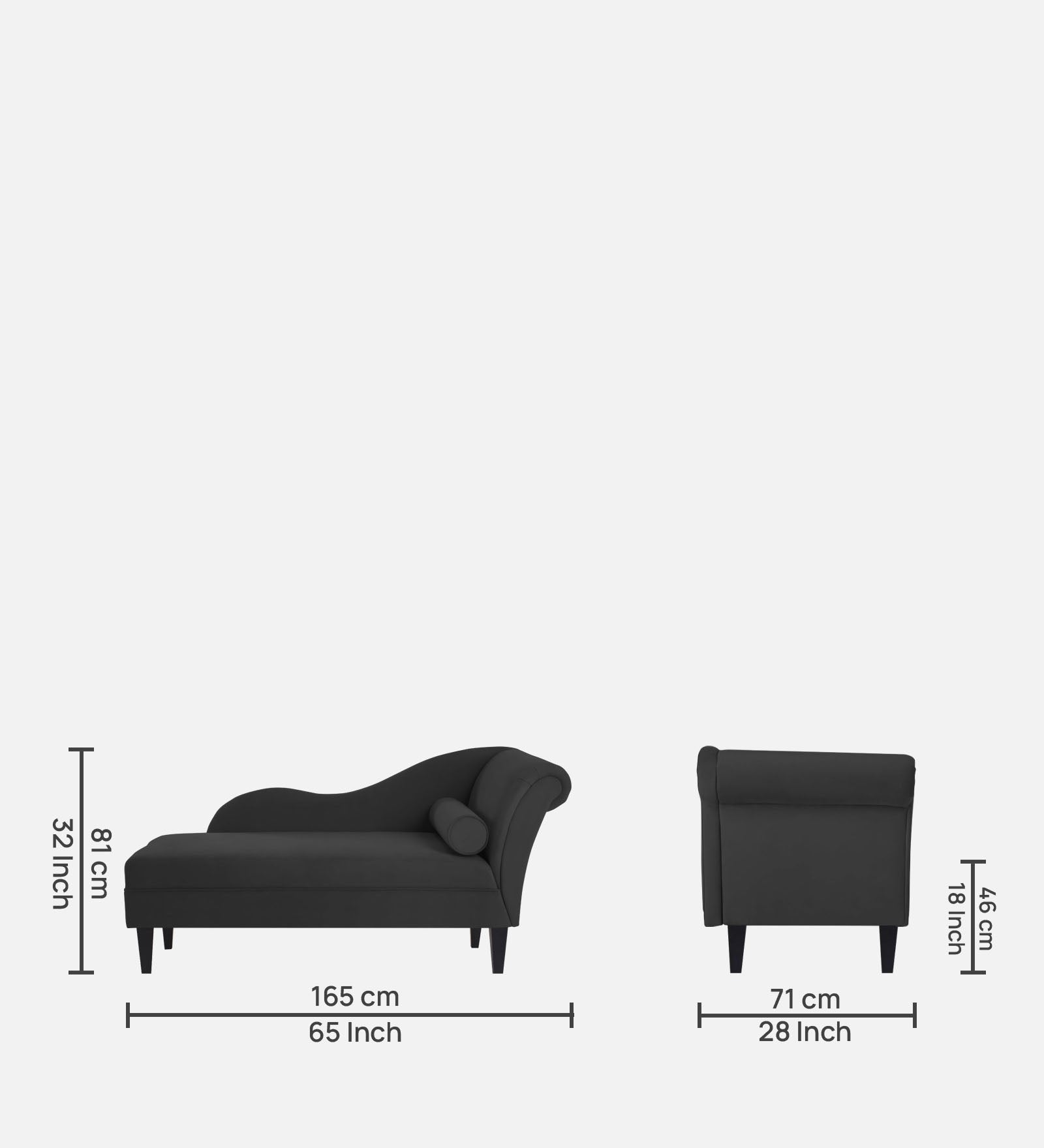 Rana Velvet LHS Chaise Lounger In Hory Grey Colour - Febonic Living