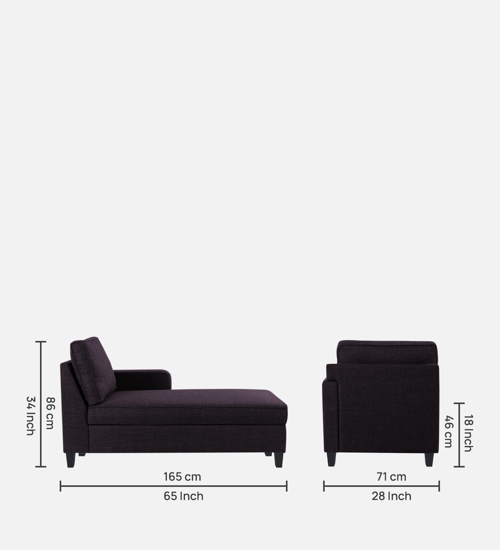 Harry Fabric RHS Chaise Lounger In Cara Brown Colour - Febonic Living