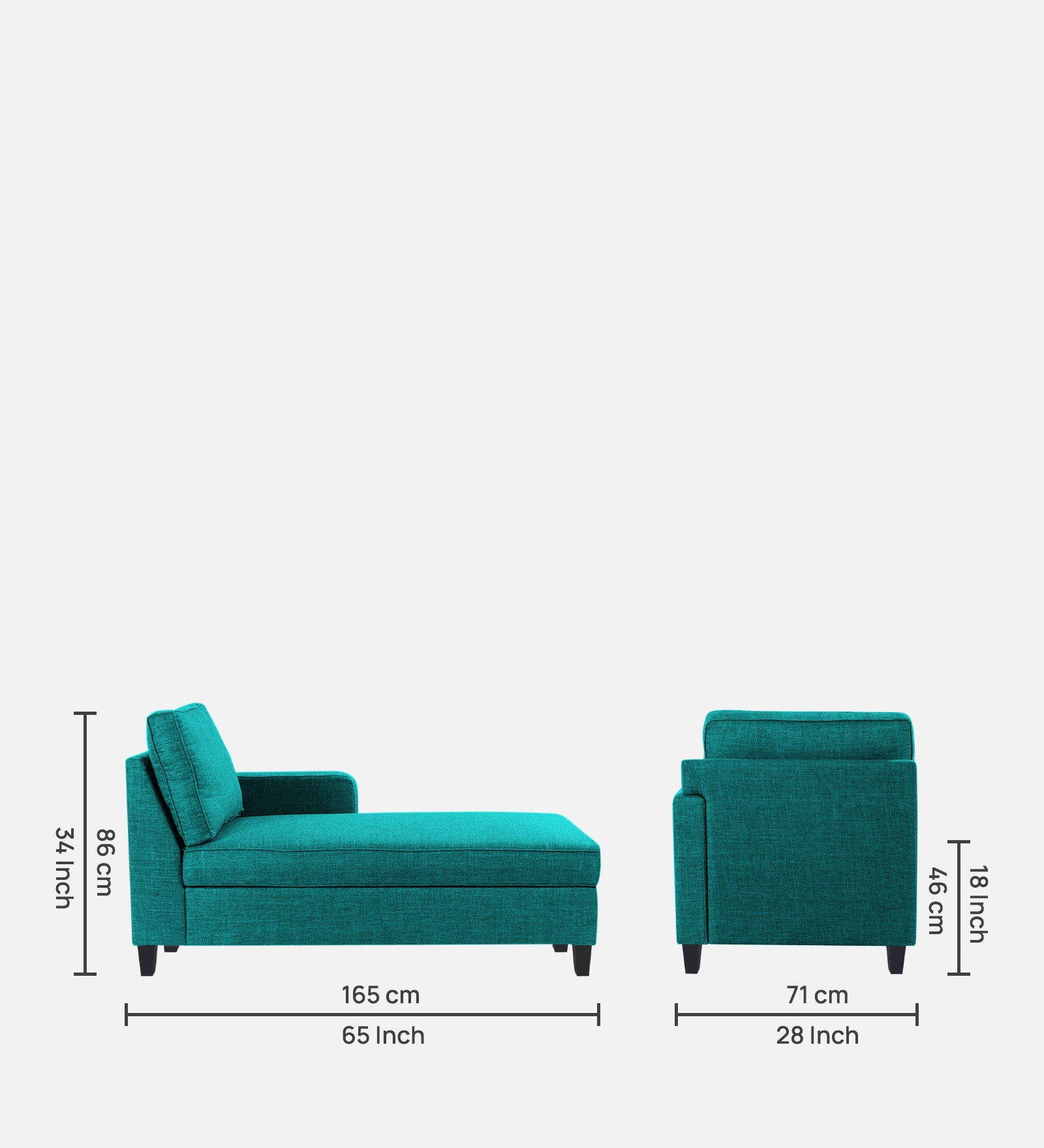 Harry Fabric RHS Chaise Lounger In Sea Green Colour - Febonic Living