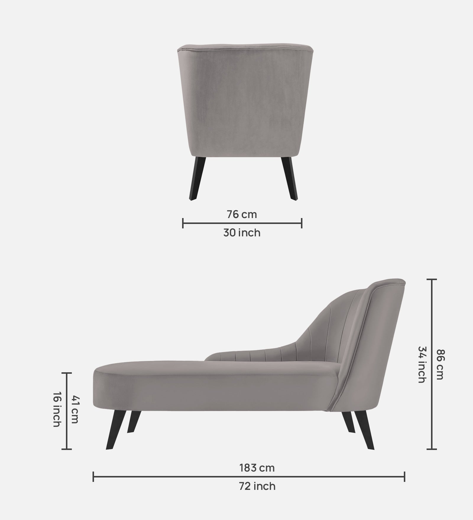 Flora Velvet LHS Chaise Lounger In Pearl Grey Colour - Febonic Living
