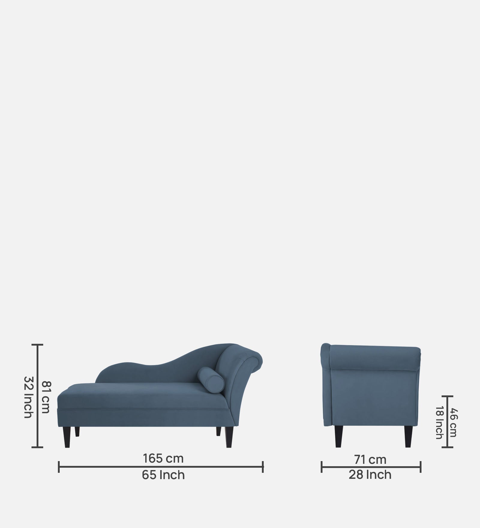 Rana Velvet LHS Chaise Lounger In Oxford Blue Colour - Febonic Living