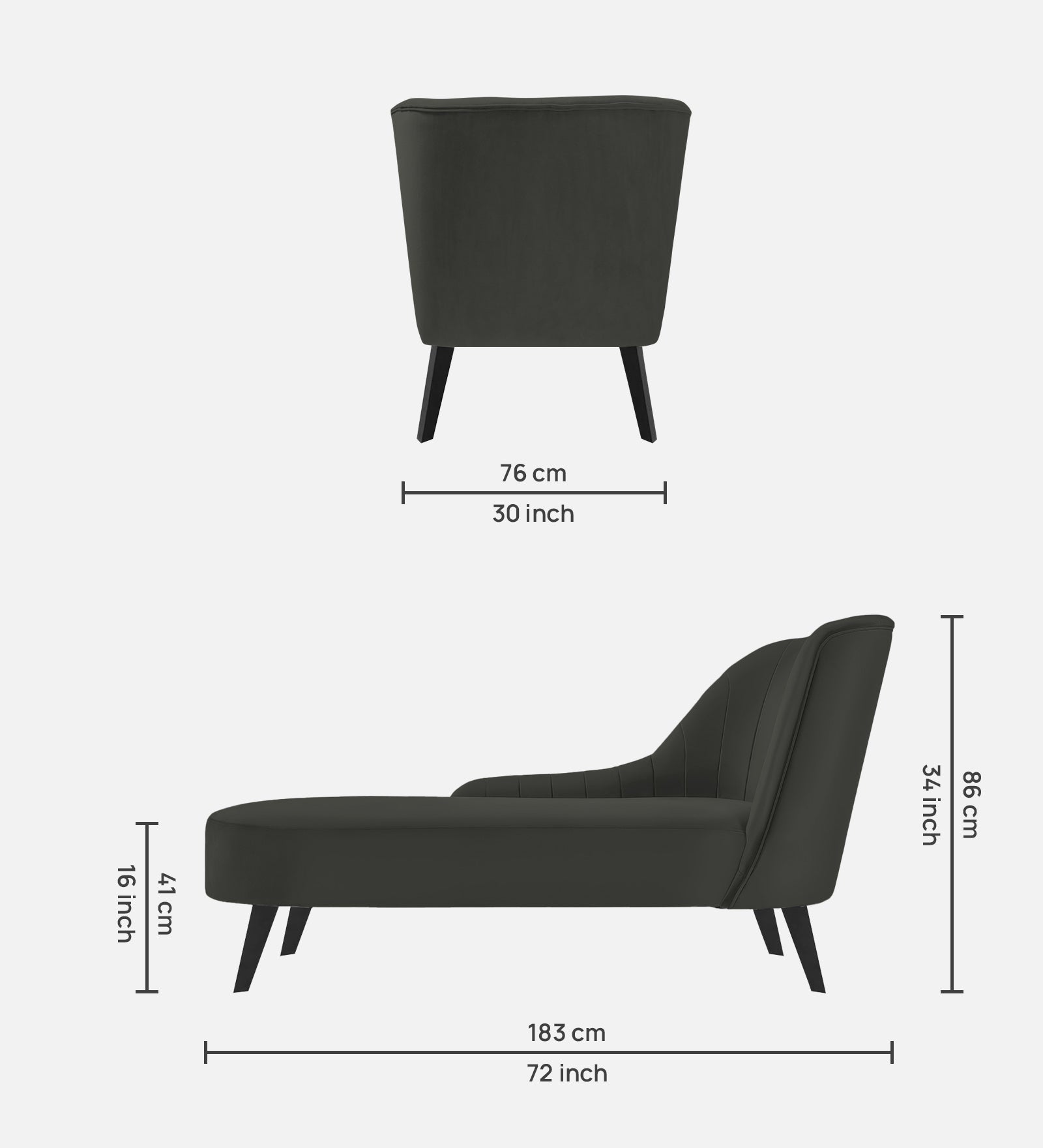 Flora Velvet LHS Chaise Lounger In Hory Grey Colour - Febonic Living