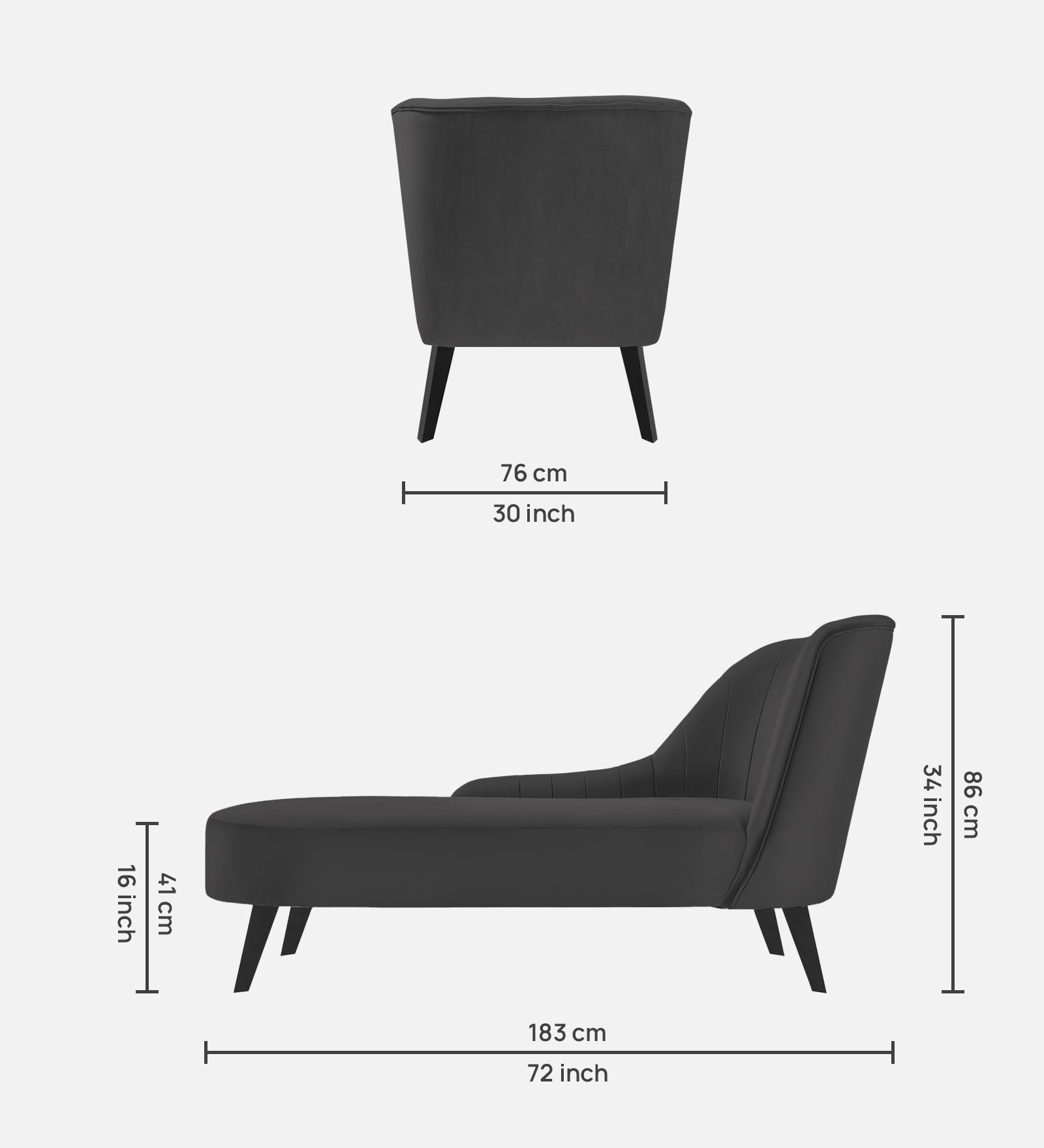 Flora Velvet LHS Chaise Lounger In Davy Grey Colour - Febonic Living