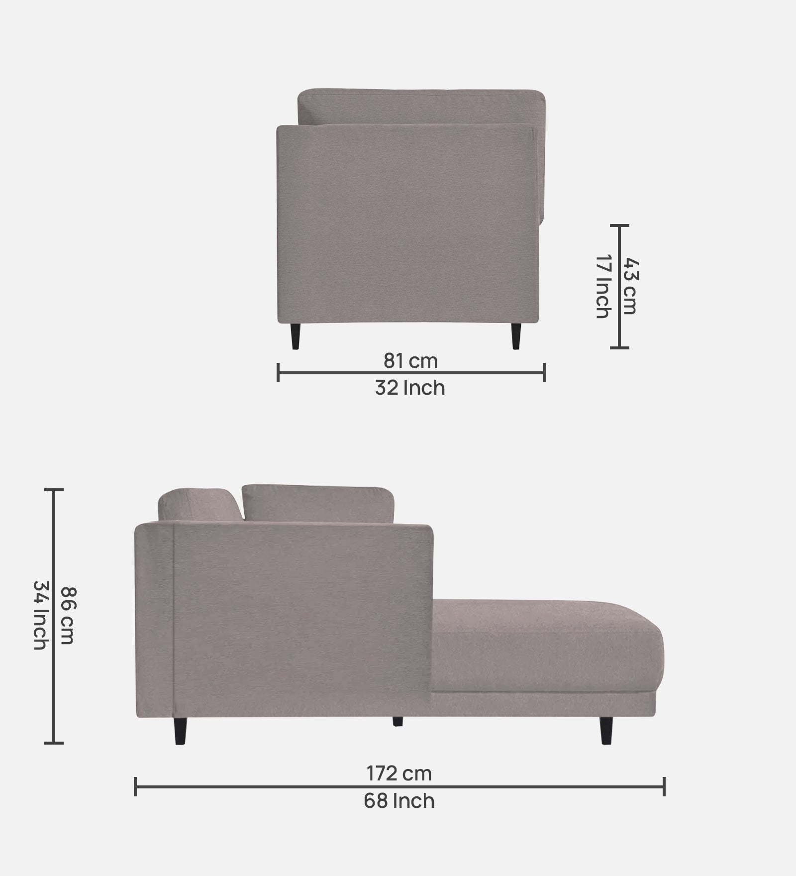 Jonze Velvet RHS Chaise Lounger In Pearl Grey Colour - Febonic Living