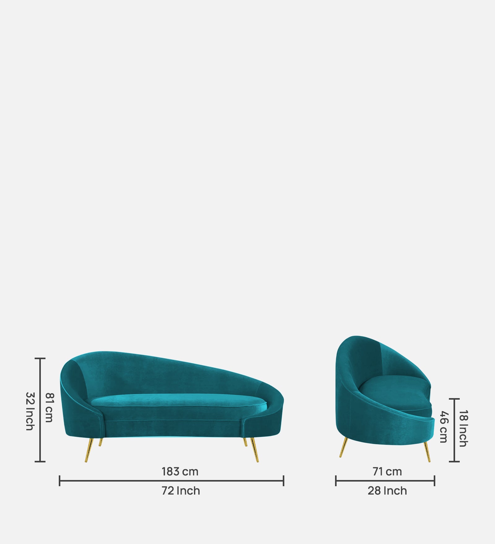 Cely Velvet RHS Chaise Lounger In Pine Green Colour - Febonic Living