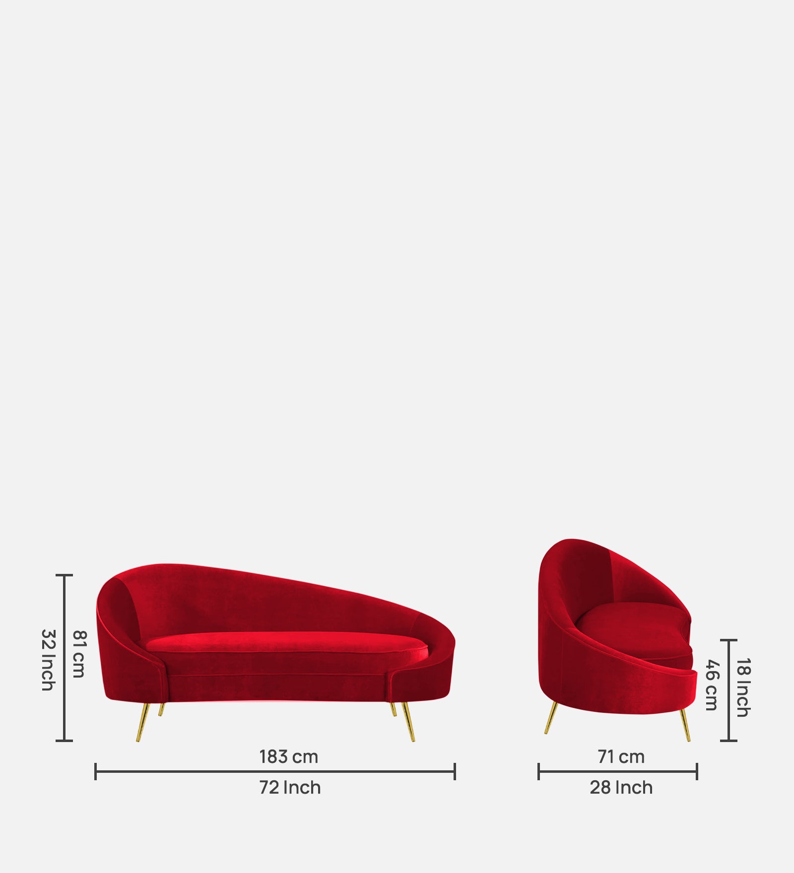 Cely Velvet RHS Chaise Lounger In Berry Maroon Colour - Febonic Living