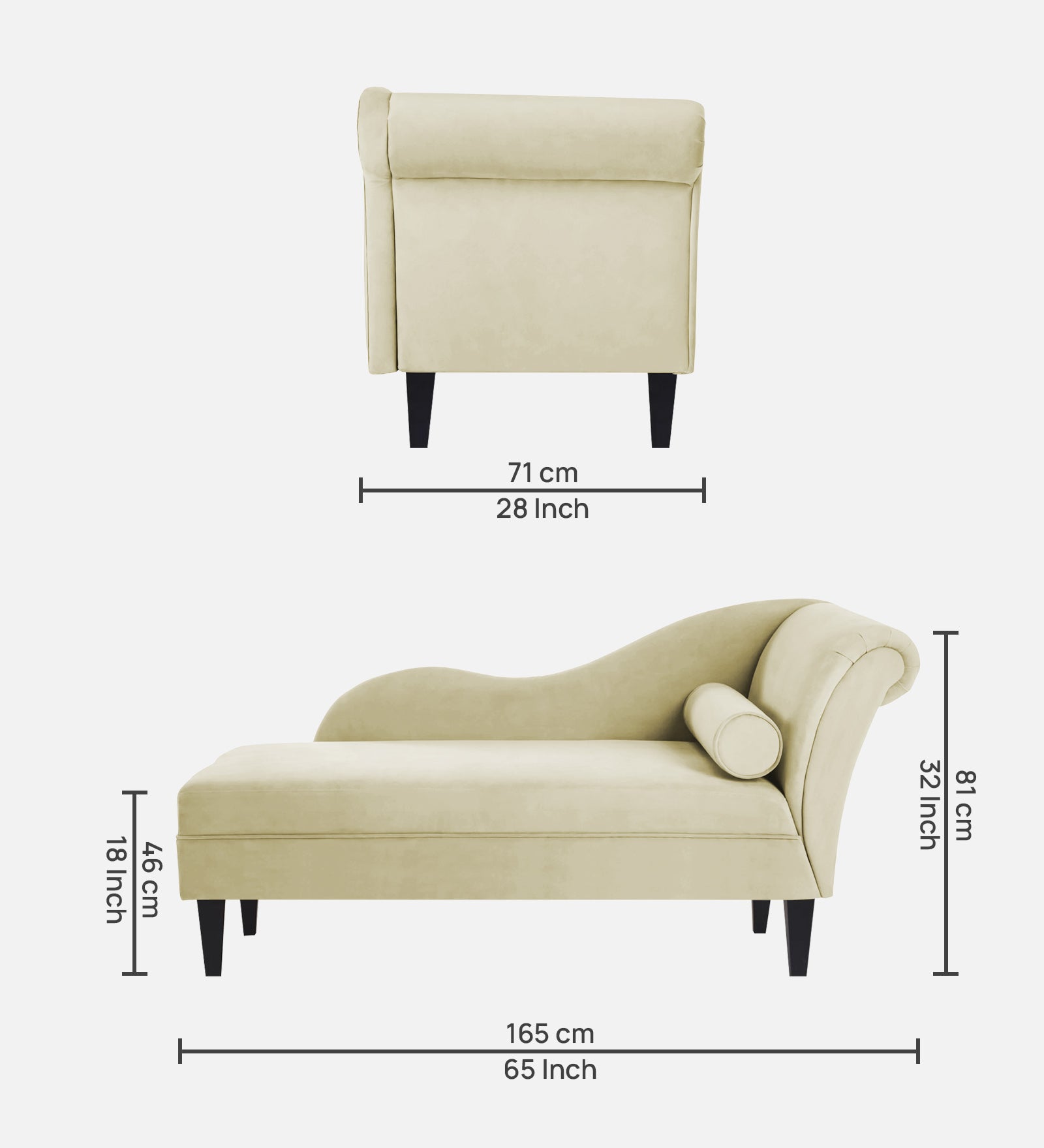 Rana Velvet LHS Chaise Lounger In Warm White Colour - Febonic Living