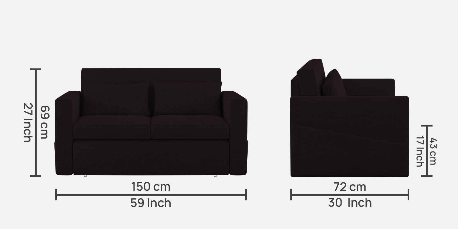 River Fabric 2 Seater Pull Out Sofa Cum Bed In Cara Brown Colour - Febonic Living
