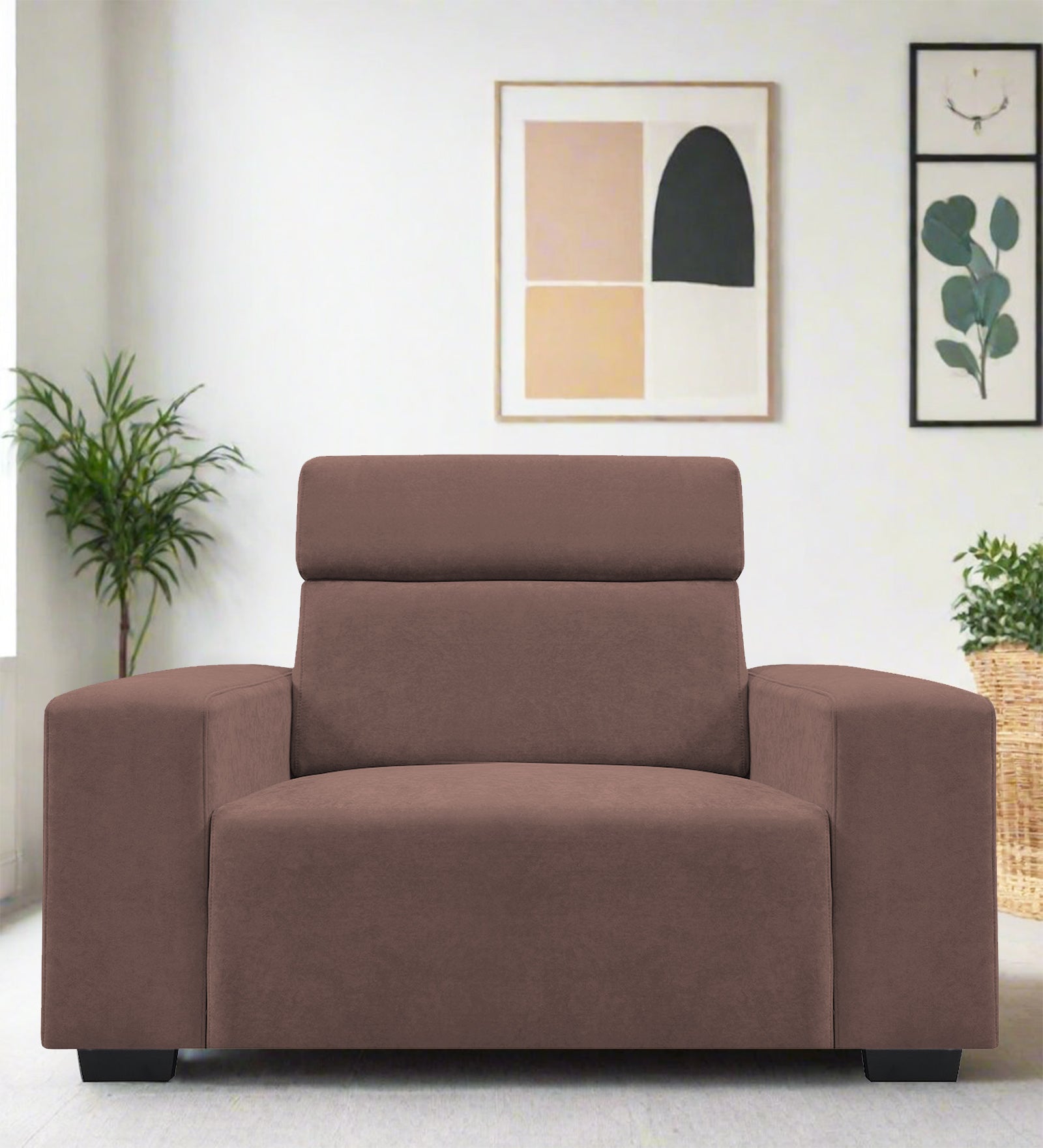 Hiro Fabric 1 Seater Sofa In Berry Wine Colour - Febonic Living