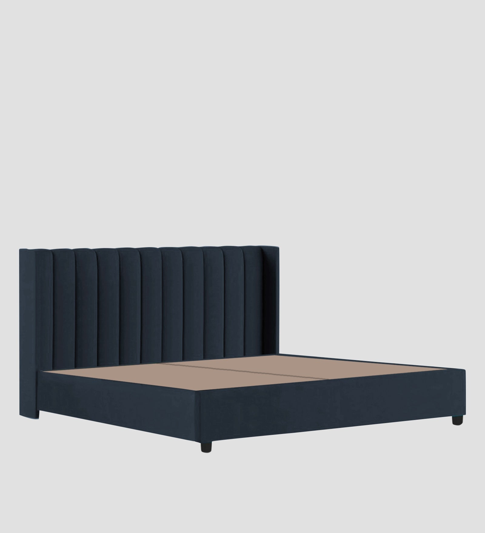 Colina Fabric Queen Size Bed In Denim Blue Colour With Box Storage - Febonic Living