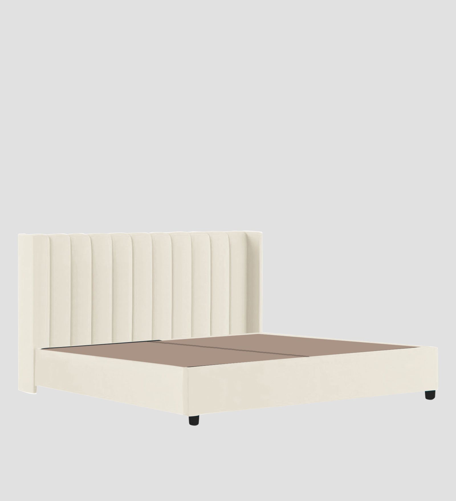 Colina Fabric King Size Bed In Ivory Cream Colour With Box Storage