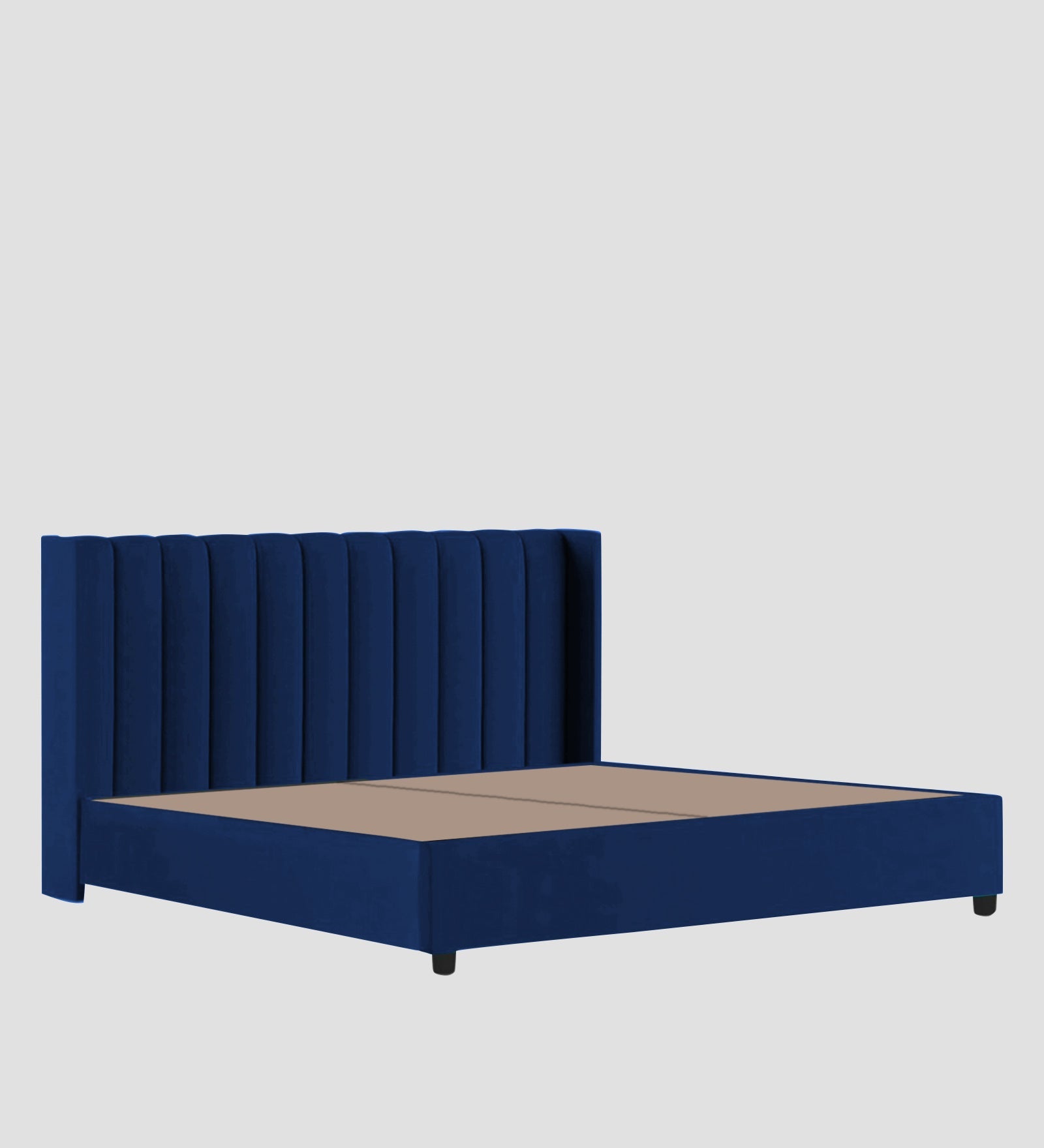 Colina Fabric Queen Size Bed In Royal Blue Colour With Box Storage - Febonic Living