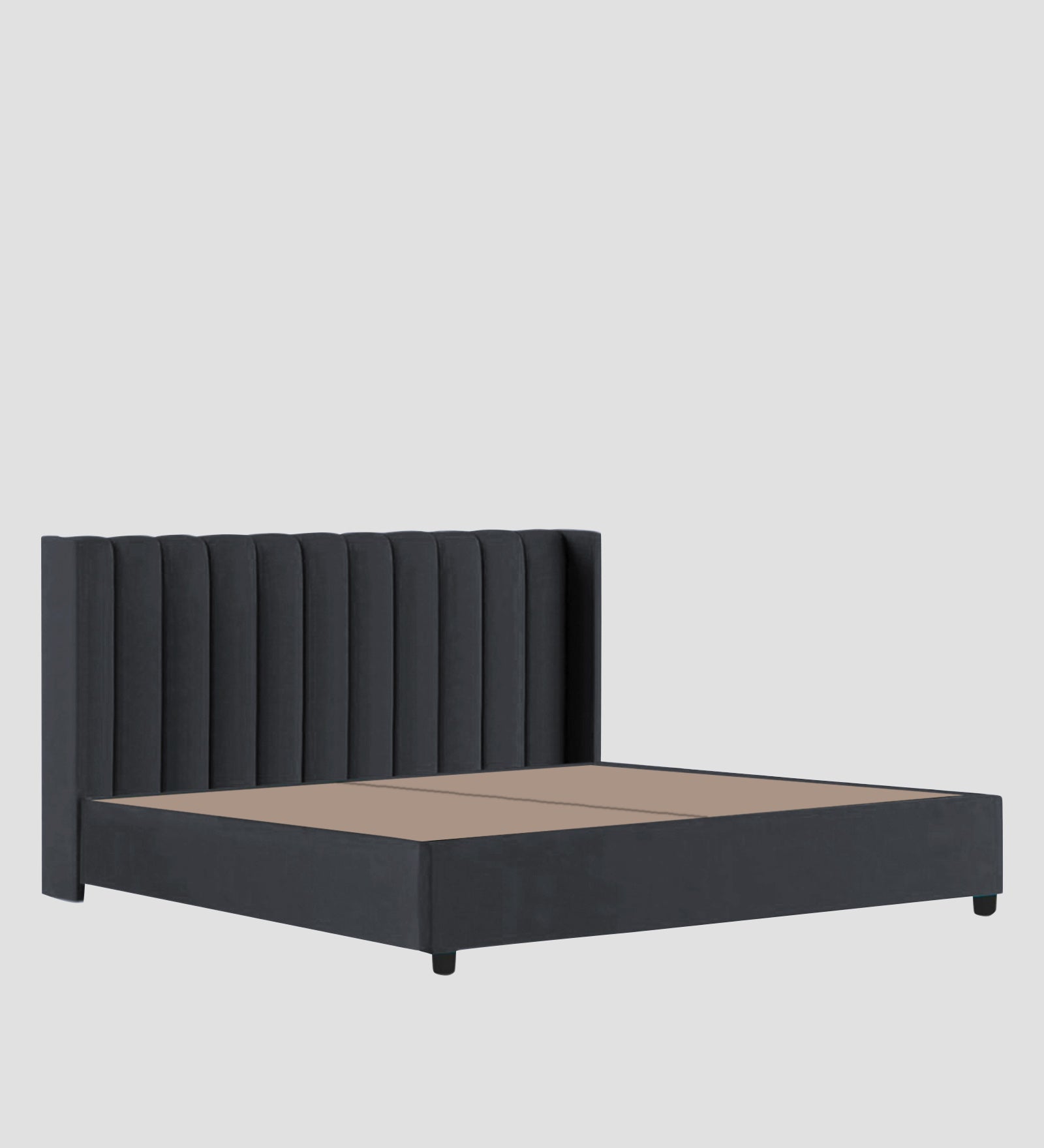 Colina Fabric Queen Size Bed In Charcoal Grey Colour With Box Storage - Febonic Living