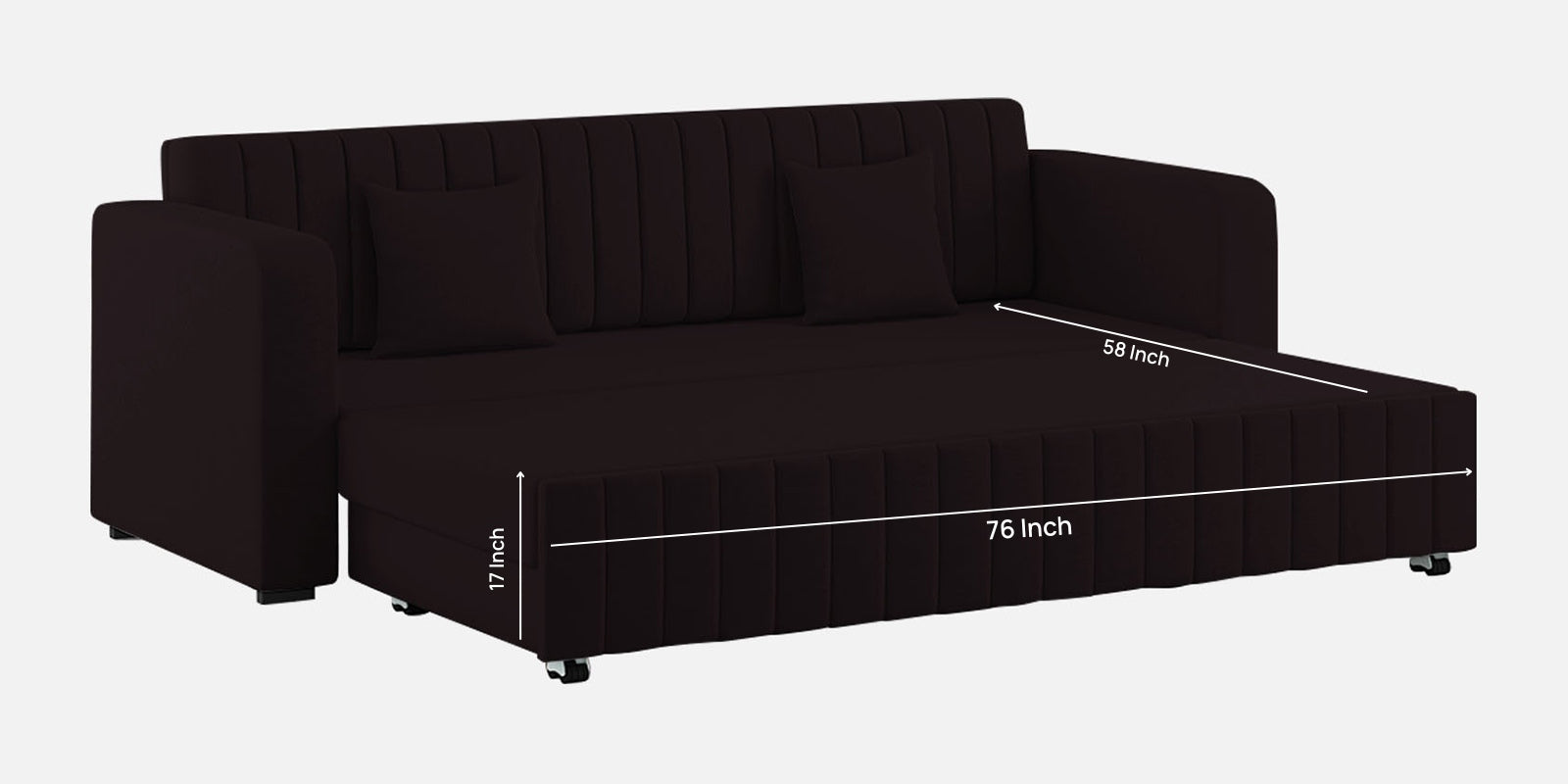 Calra Fabric 3 Seater Pull Out Sofa Cum Bed In Cara Brown Colour With Storage - Febonic Living