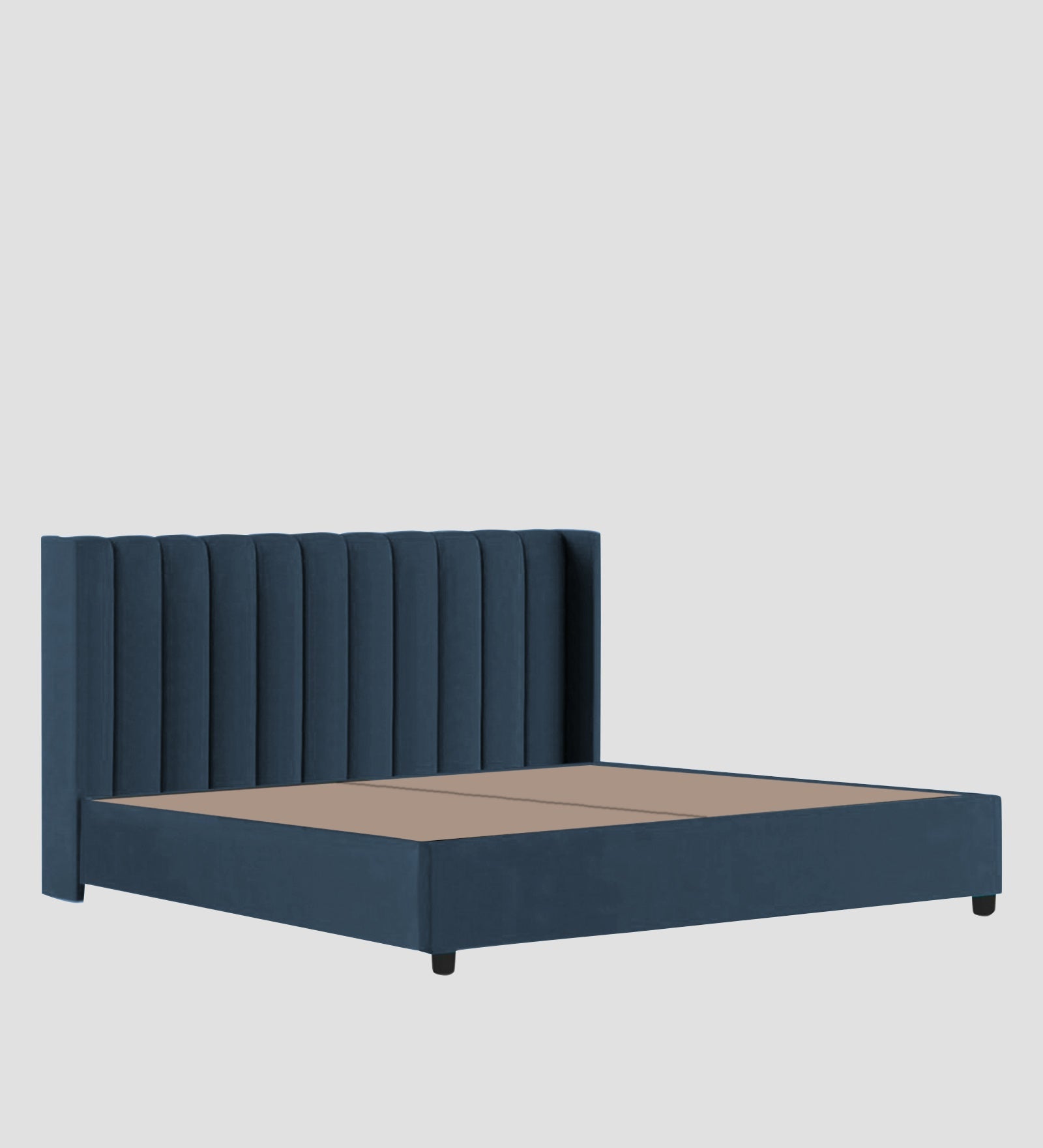 Colina Fabric Queen Size Bed In Light Blue Colour With Box Storage - Febonic Living