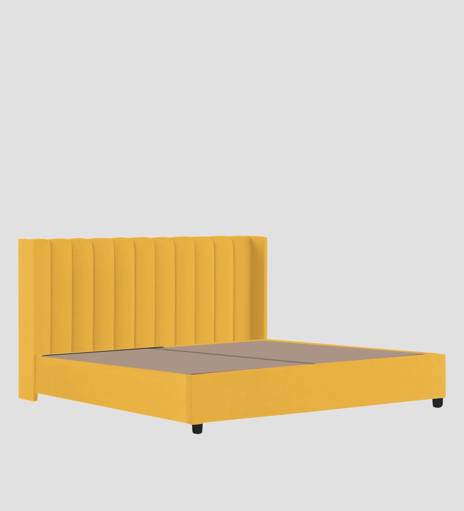 Colina Fabric Queen Size Bed In Bold Yellow Colour With Box Storage - Febonic Living
