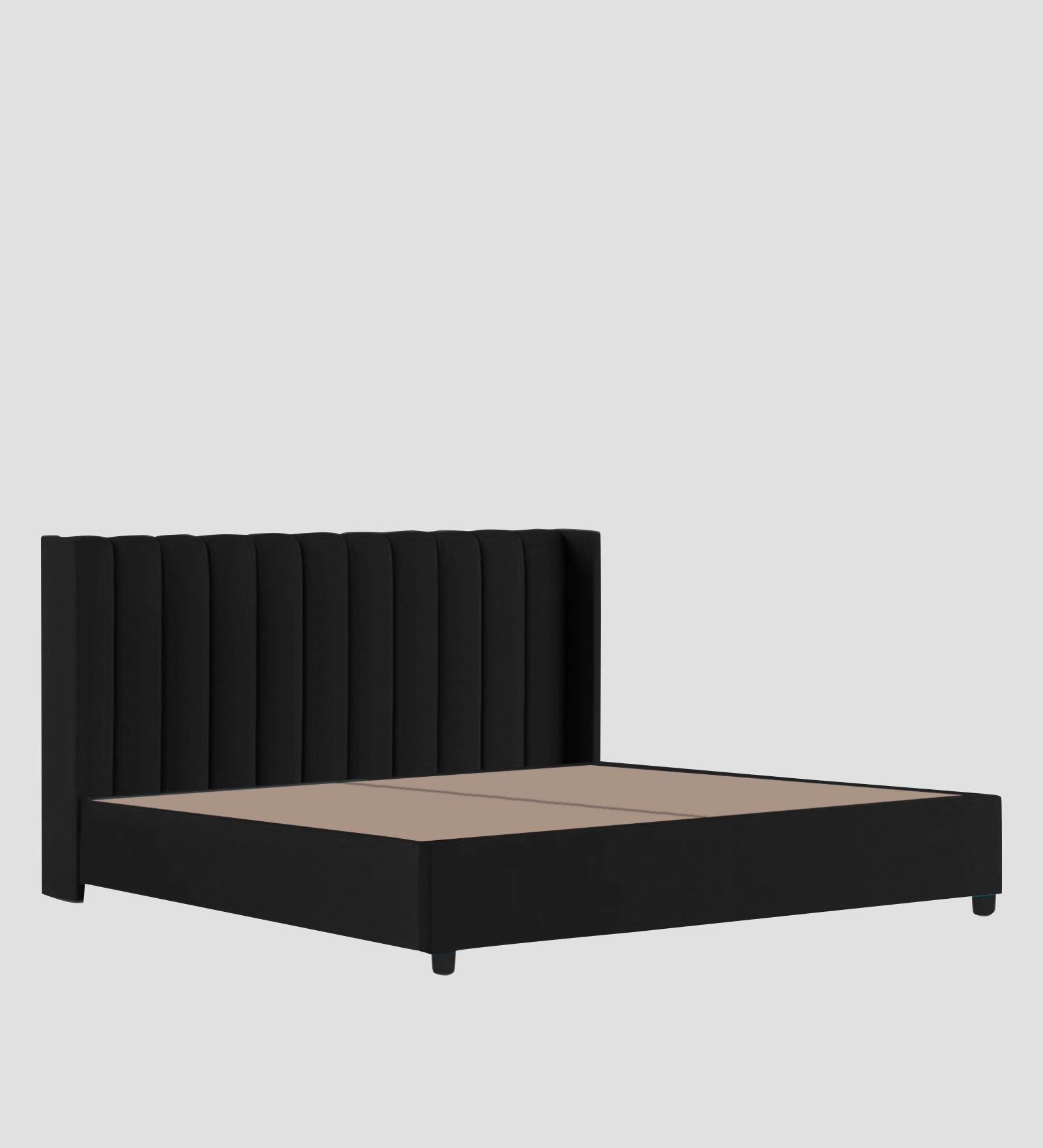 Colina Fabric Queen Size Bed In Zed Black Colour With Box Storage - Febonic Living