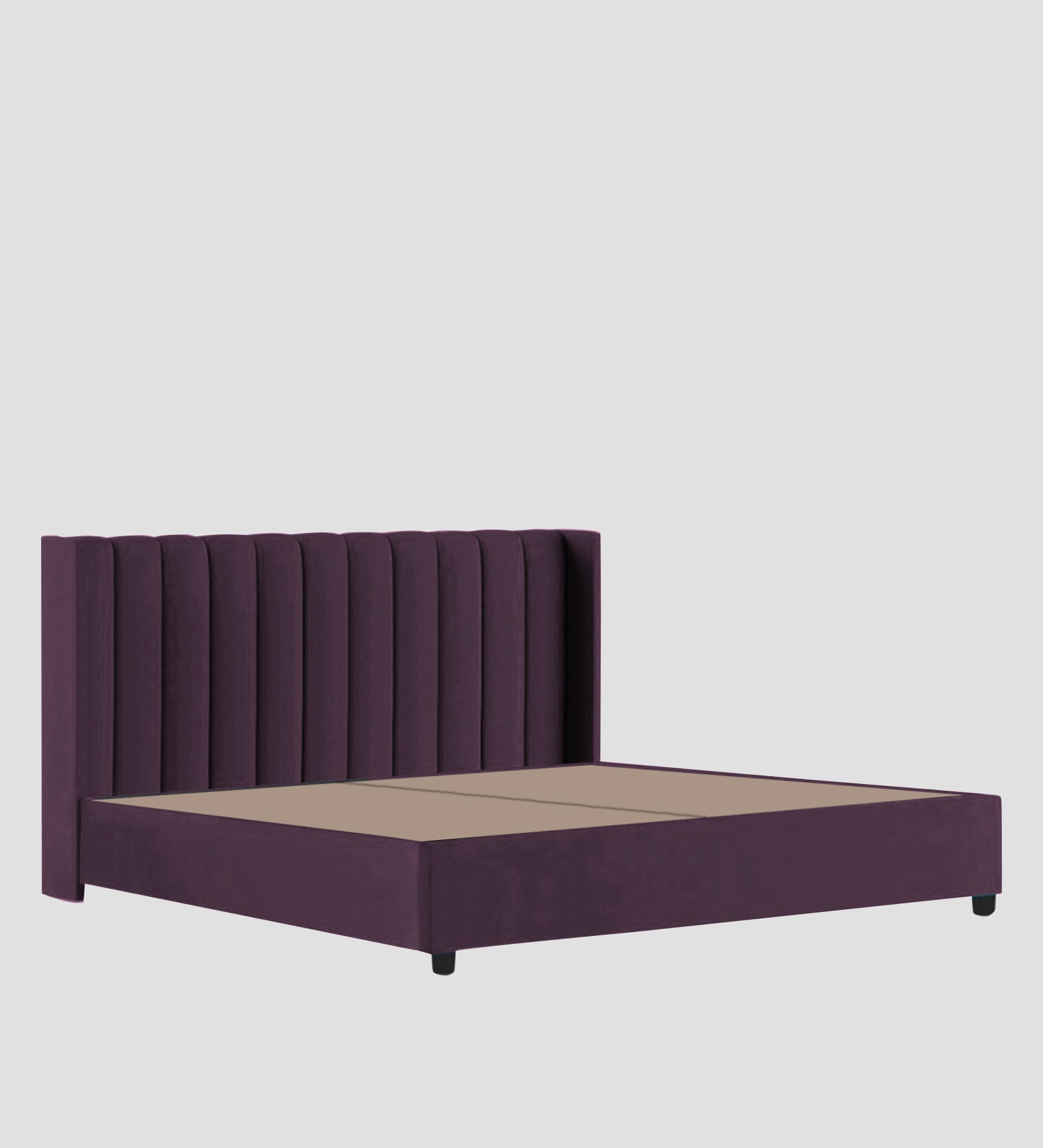 Colina Fabric Queen Size Bed In Greek Purple Colour With Box Storage - Febonic Living