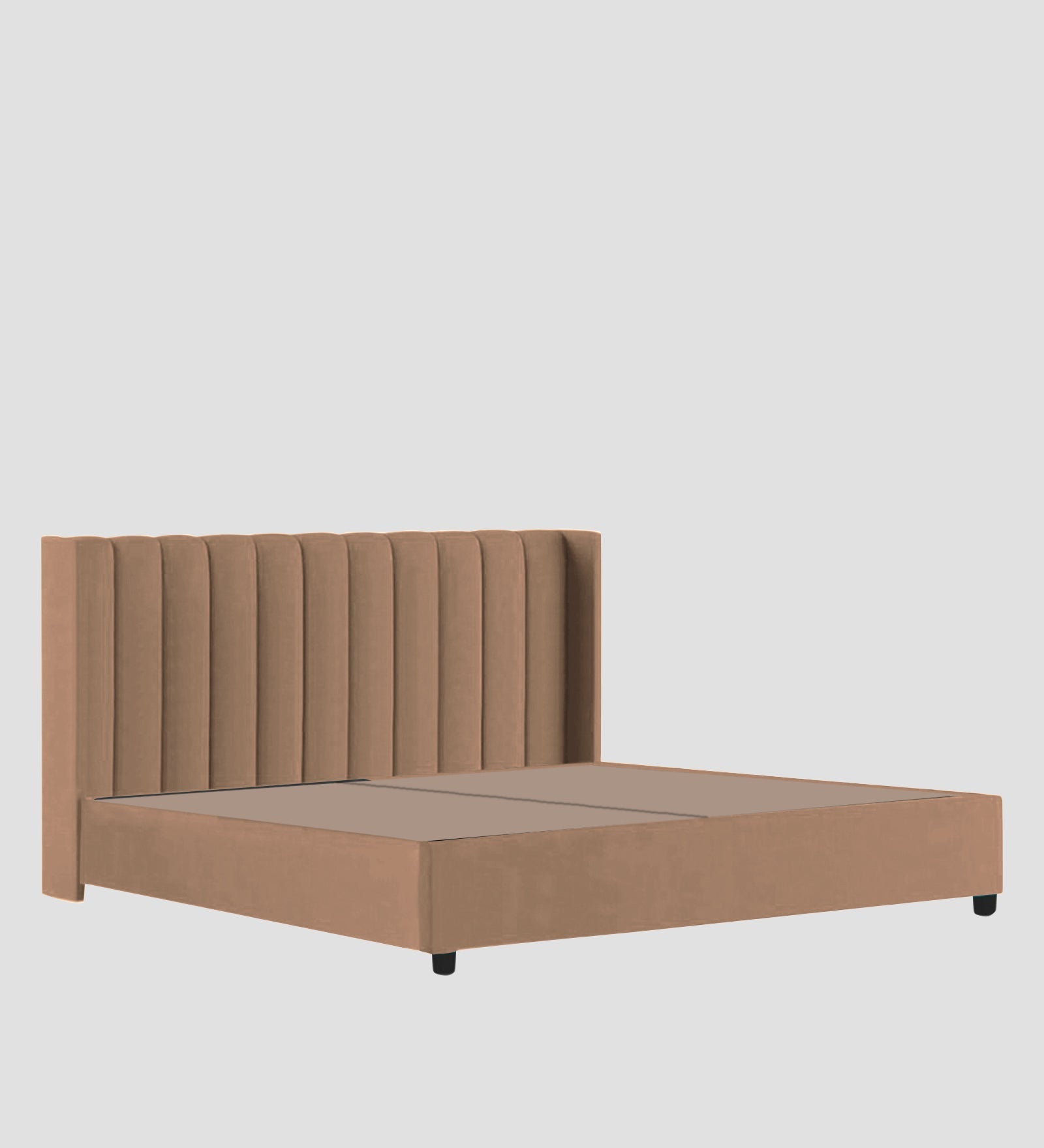 Colina Fabric Queen Size Bed In Cosmic Beige Colour With Box Storage - Febonic Living
