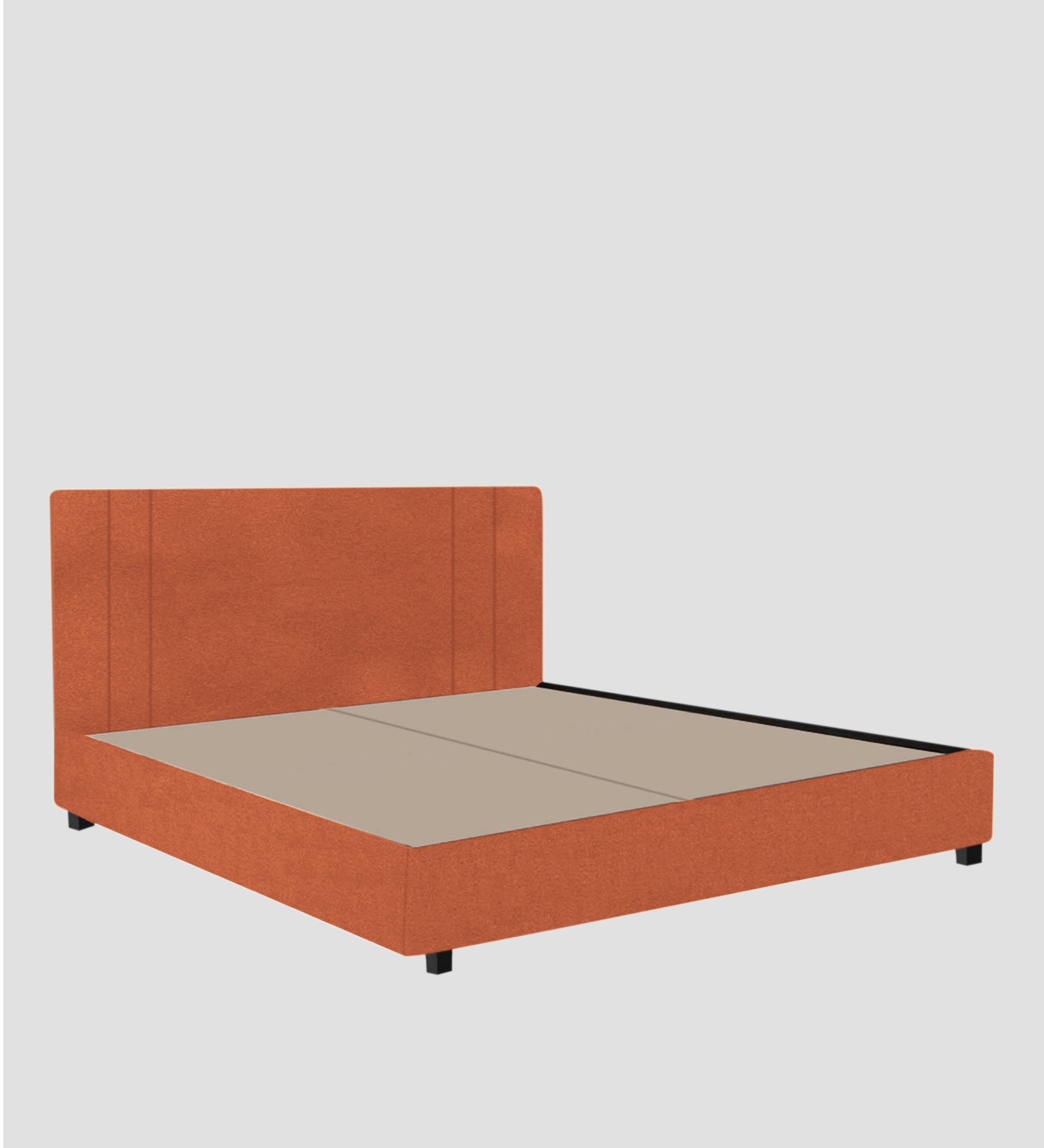 Asyra Velvet King Size Bed in Yam Orange Colour With Box Storage