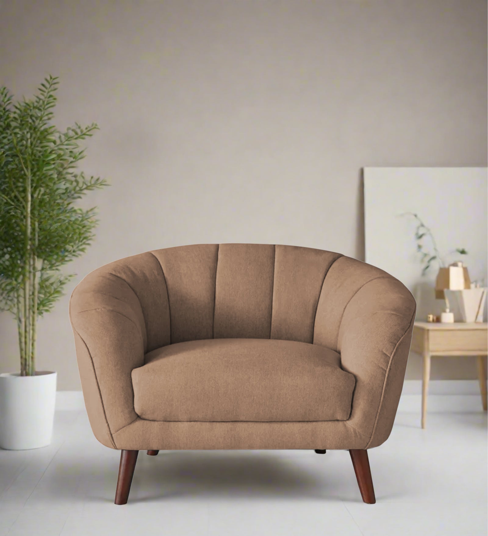 Benjamin Fabric 1 Seater Sofa In Cosmic Beige Colour - Febonic Living
