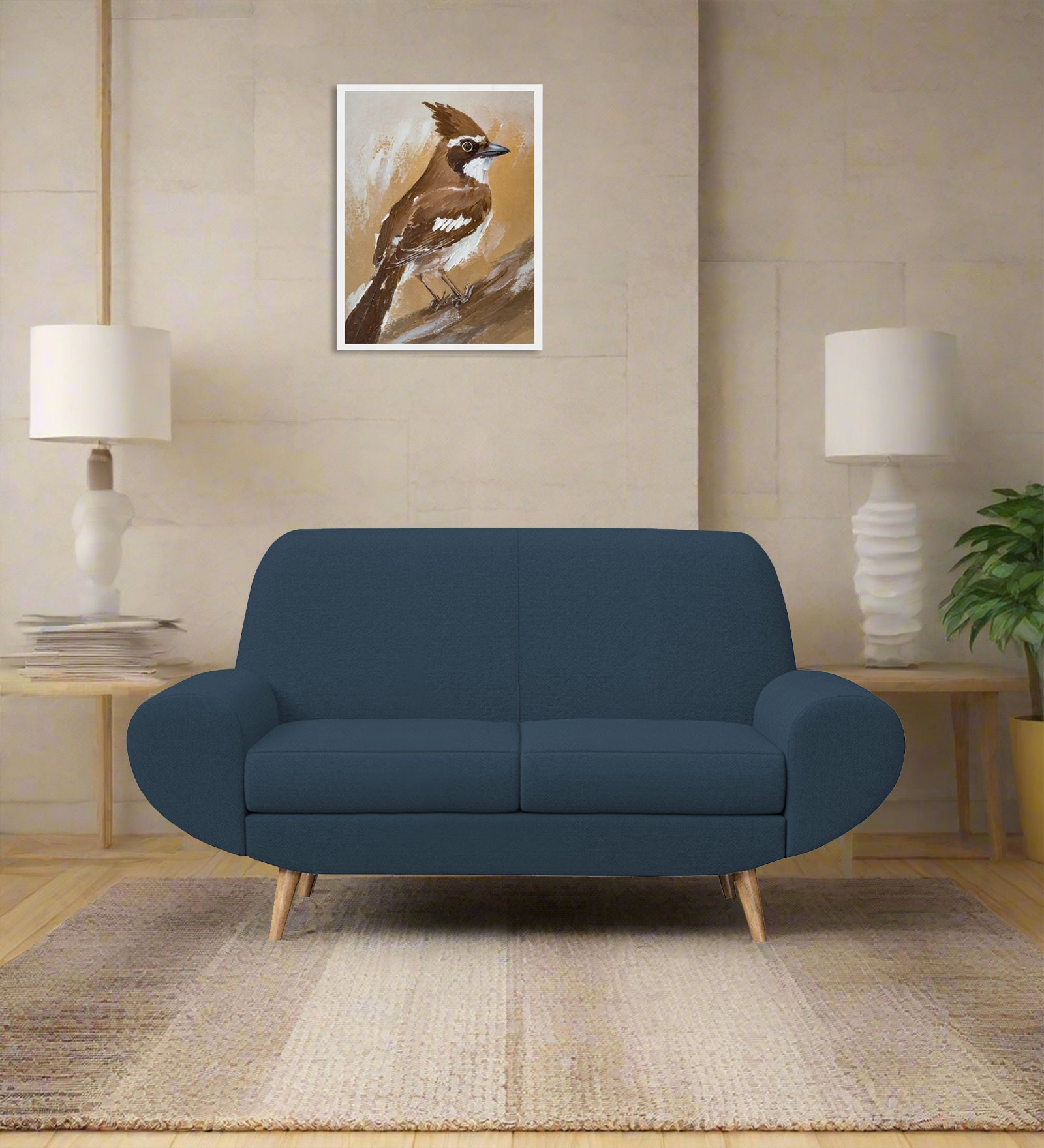 Jessy Fabric 2 Seater Sofa In Light Blue Colour - Febonic Living