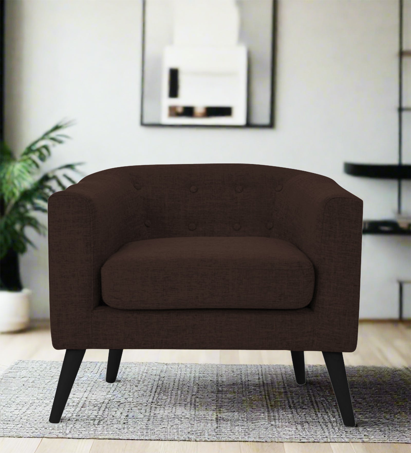 Casper Fabric 1 Seater Sofa In Coffee Brown Colour - Febonic Living
