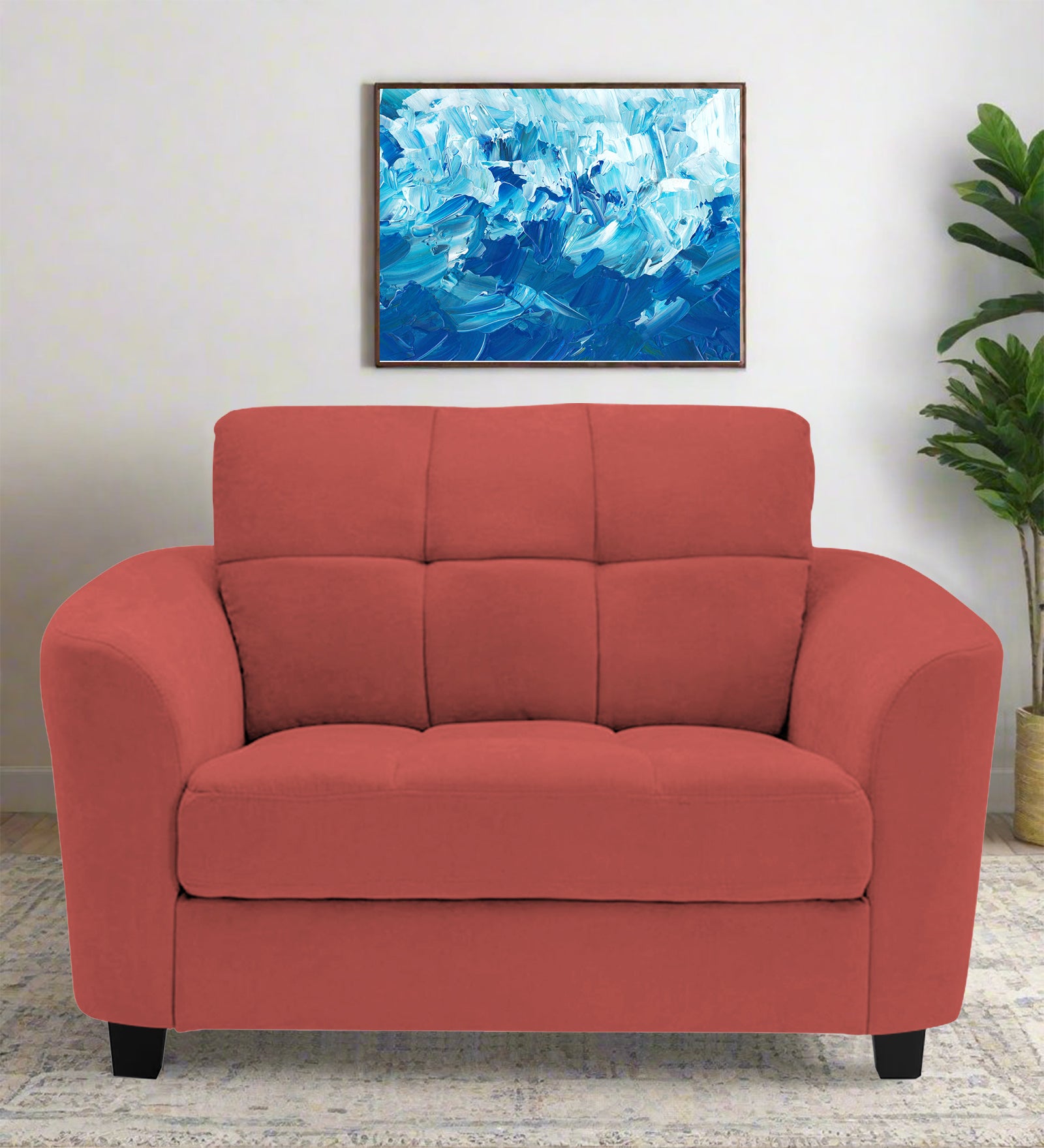 Mulan Fabric 1 Seater Sofa In Salmon Pink Colour - Febonic Living