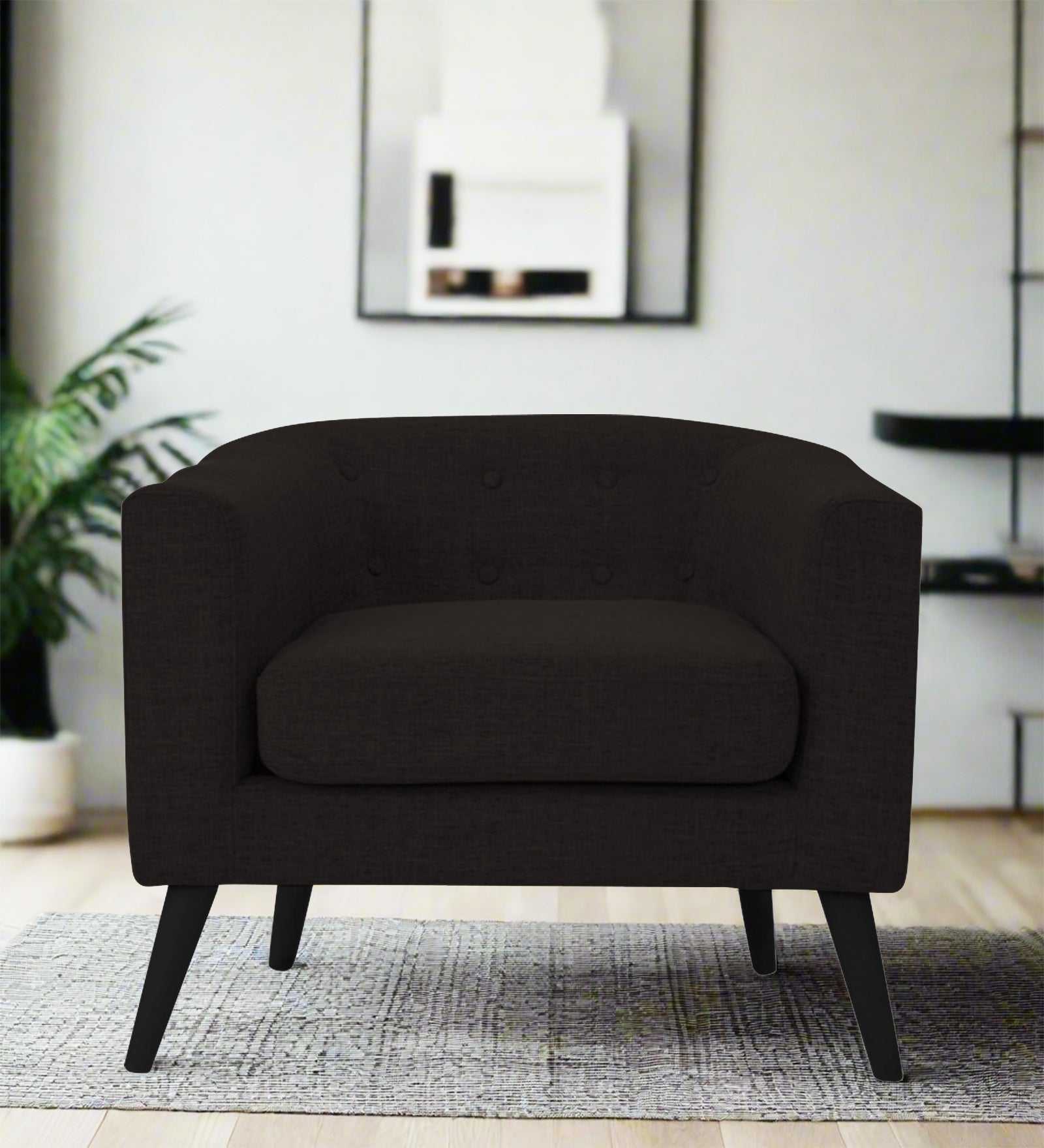 Casper Fabric 1 Seater Sofa in Cara Brown Colour