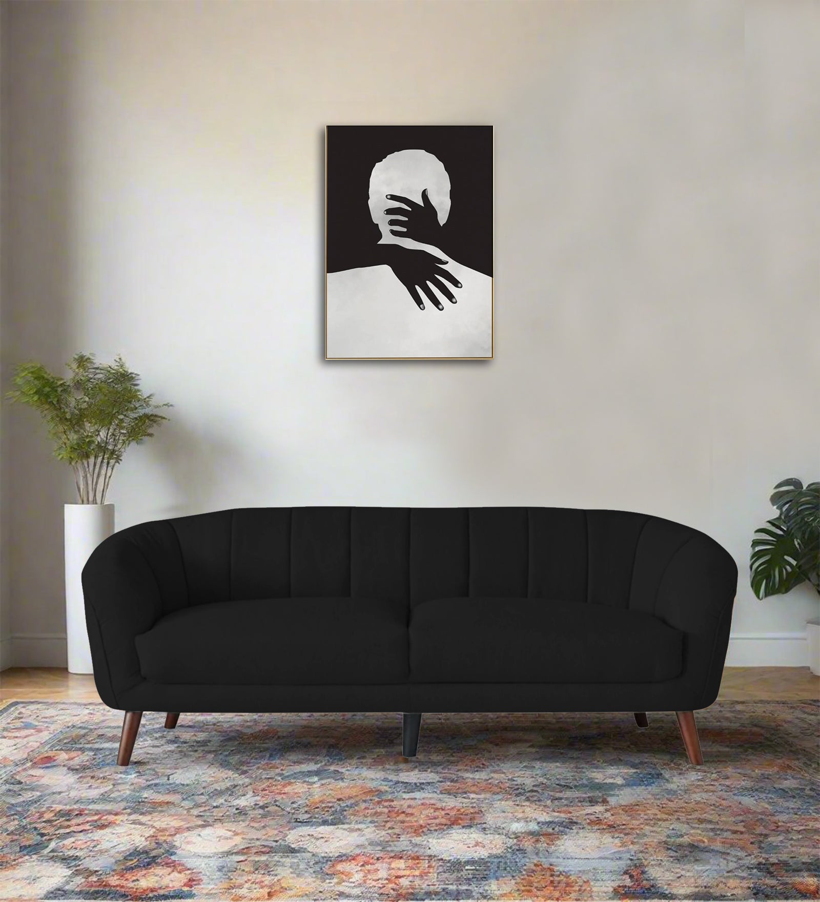 Benjamin Fabric 3 Seater Sofa In Zed Black Colour - Febonic Living