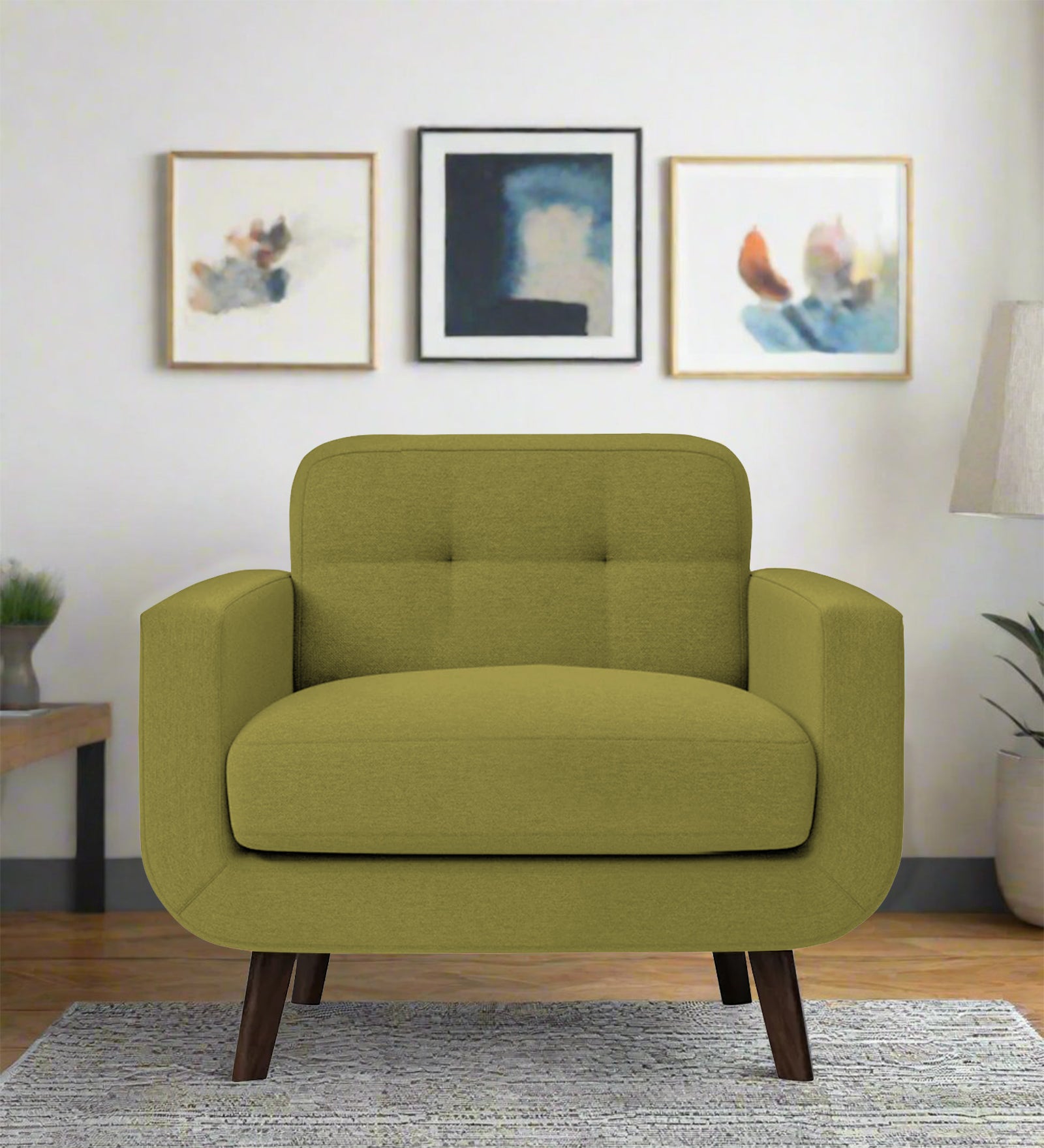 Marsela Fabric 1 Seater Sofa In Kelly Green Colour - Febonic Living